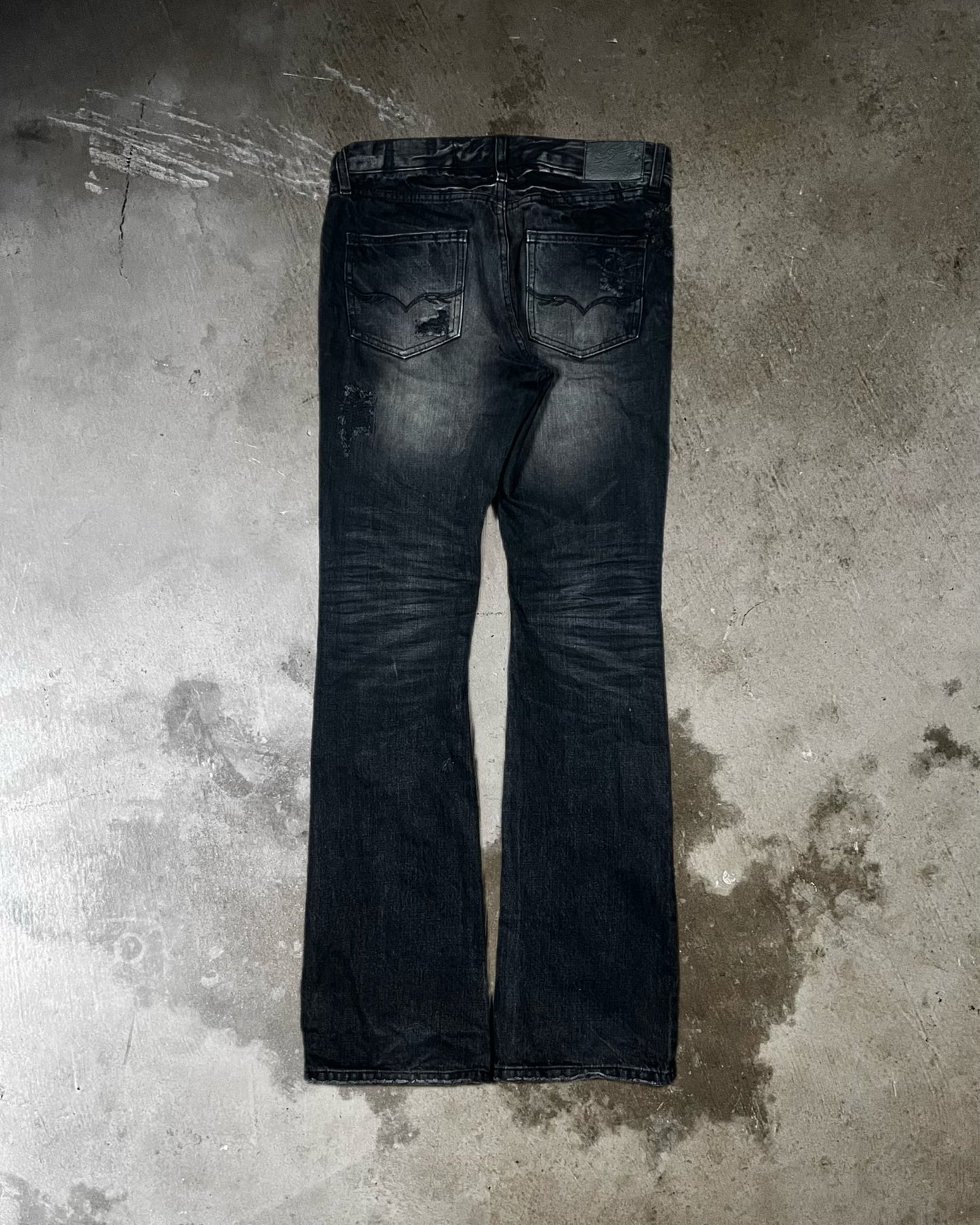Fuga Distressed & Repaired Flared Denim