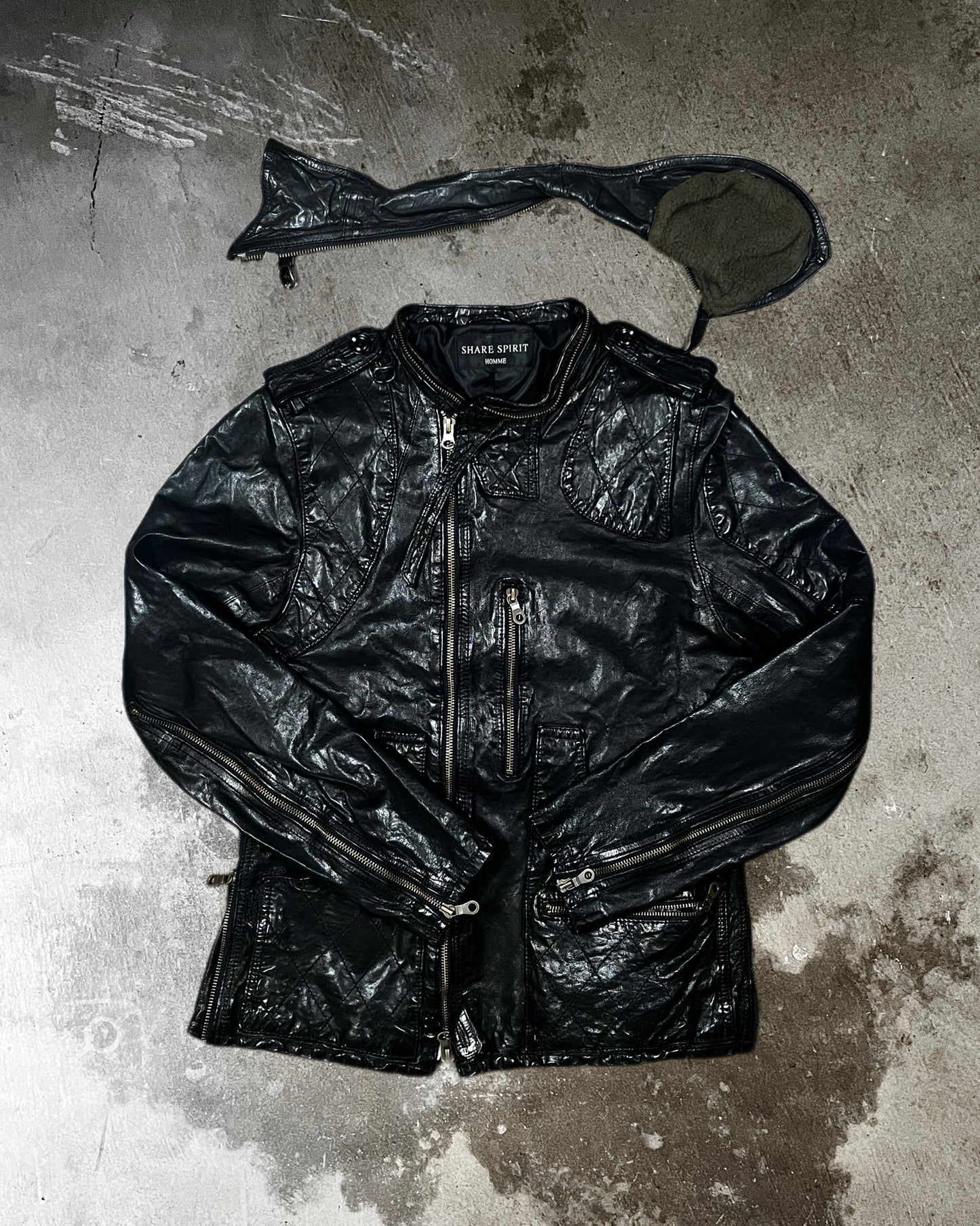 Share Spirit Leather Gas Mask Jacket