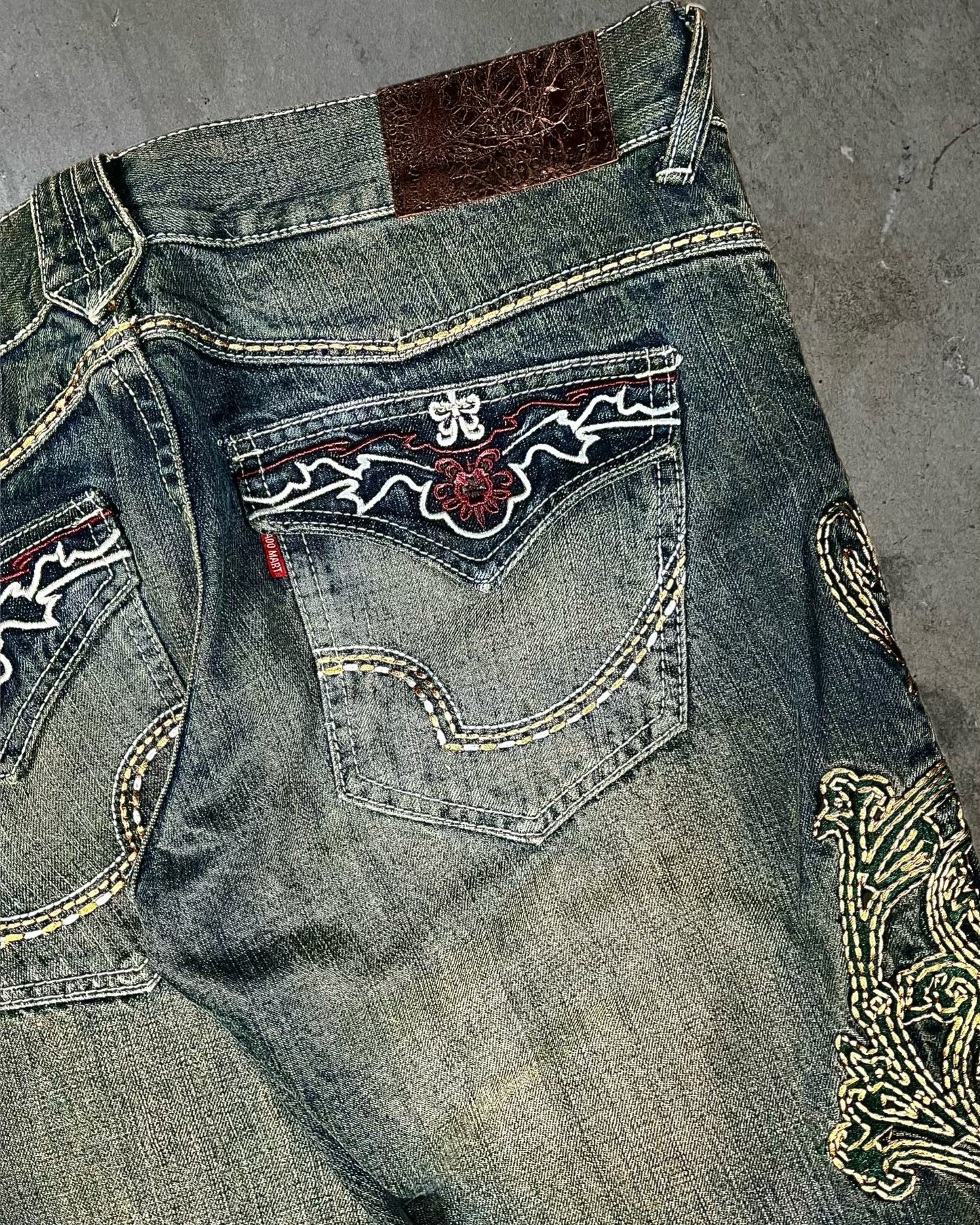Tornado Mart Embroidered Flared Jeans