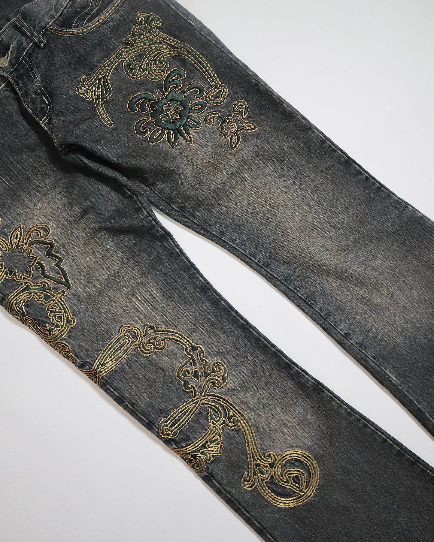 Tornado Mart Embroidered Flared Jeans