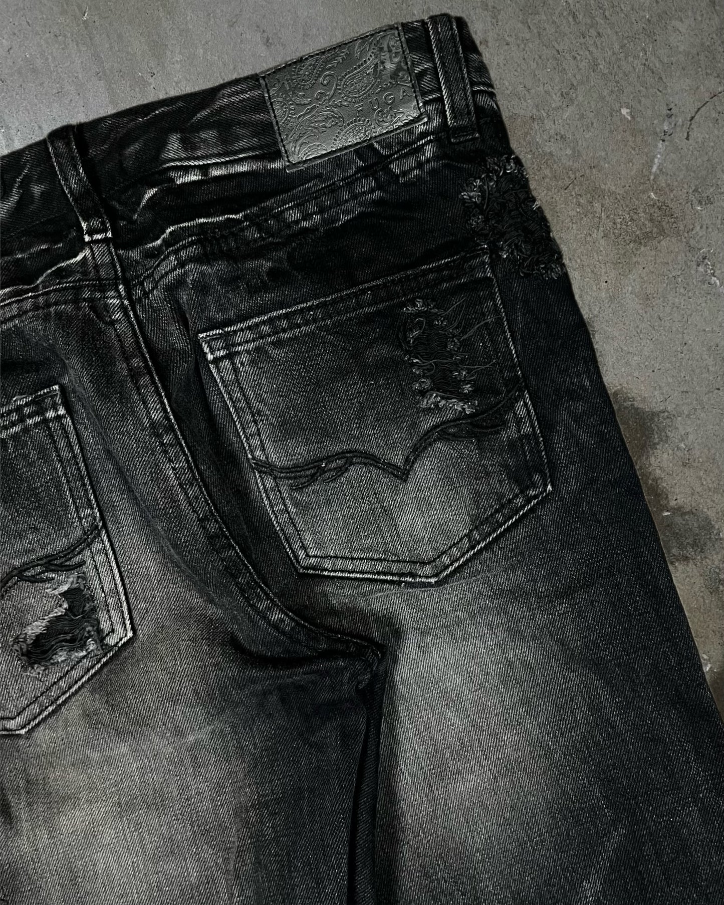 Fuga Distressed & Repaired Flared Denim