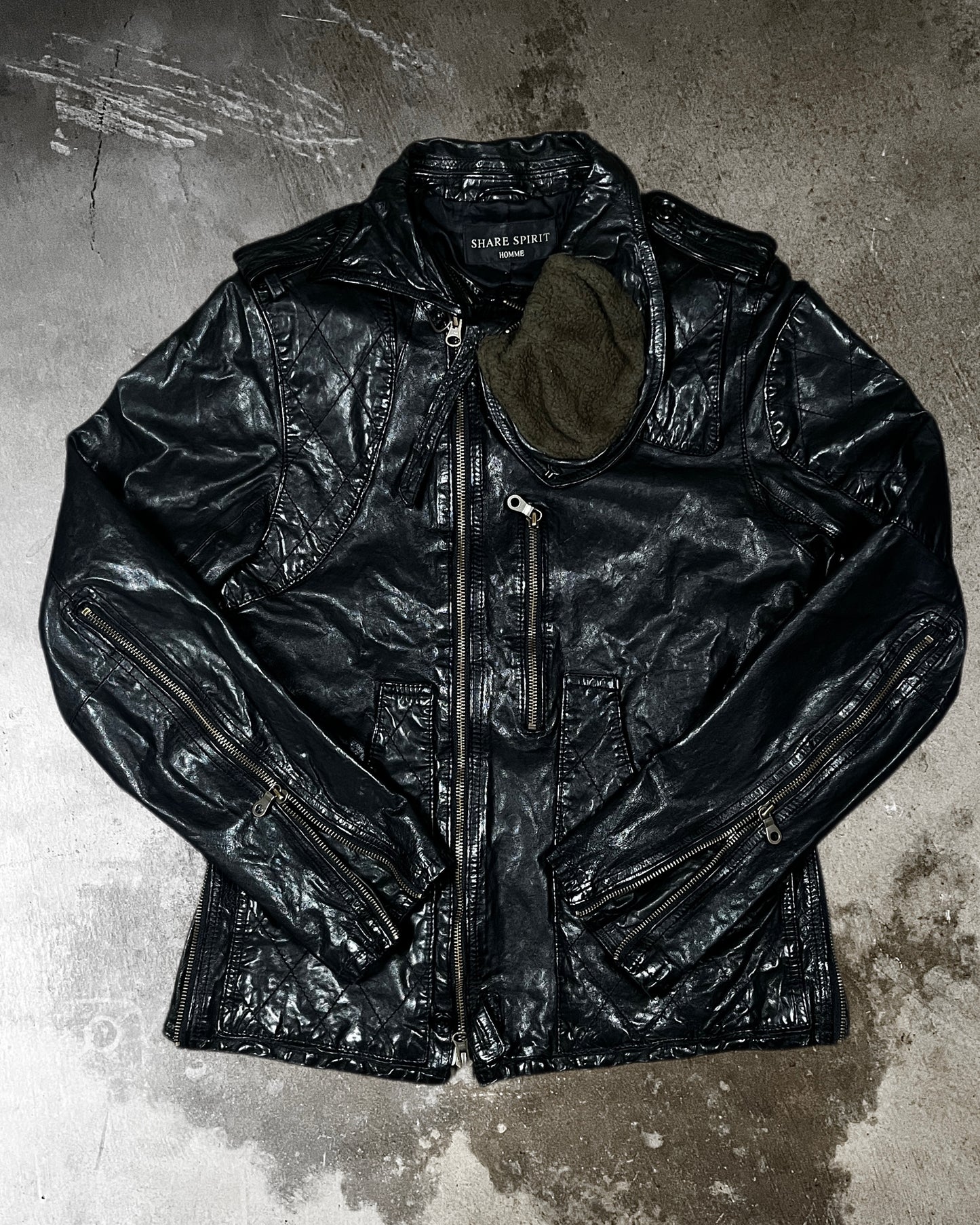 Share Spirit Leather Gas Mask Jacket
