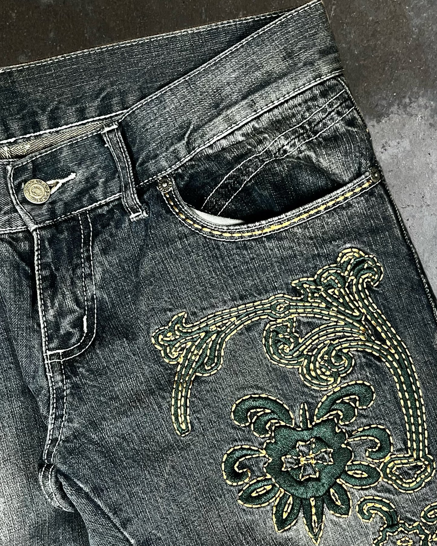 Tornado Mart Embroidered Flared Jeans