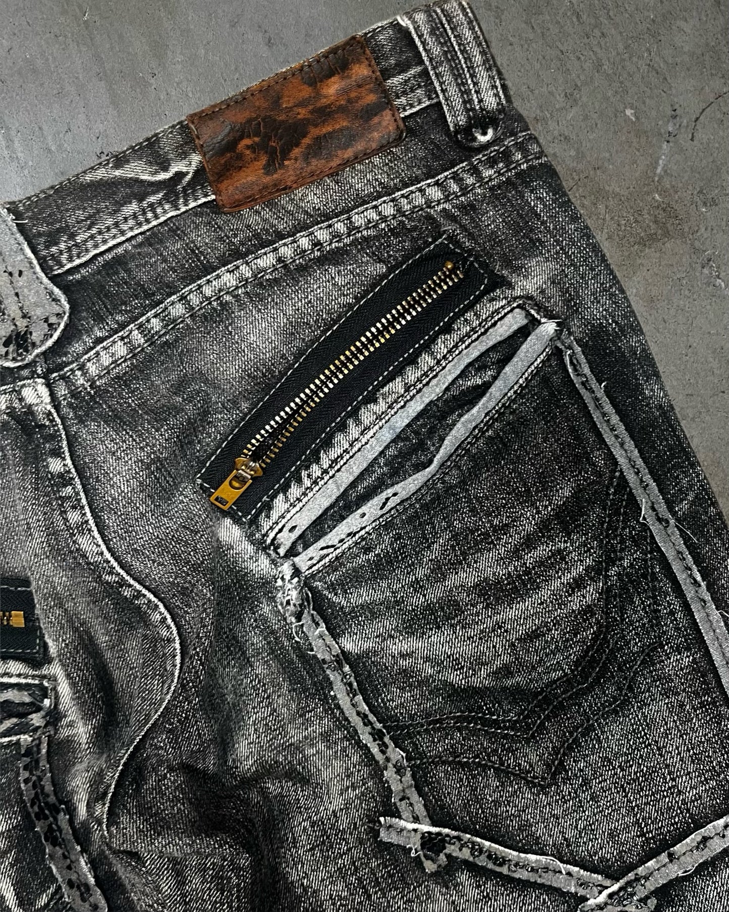 Tornado Mart Embroidered Jeans w/ Swarovski Crystals