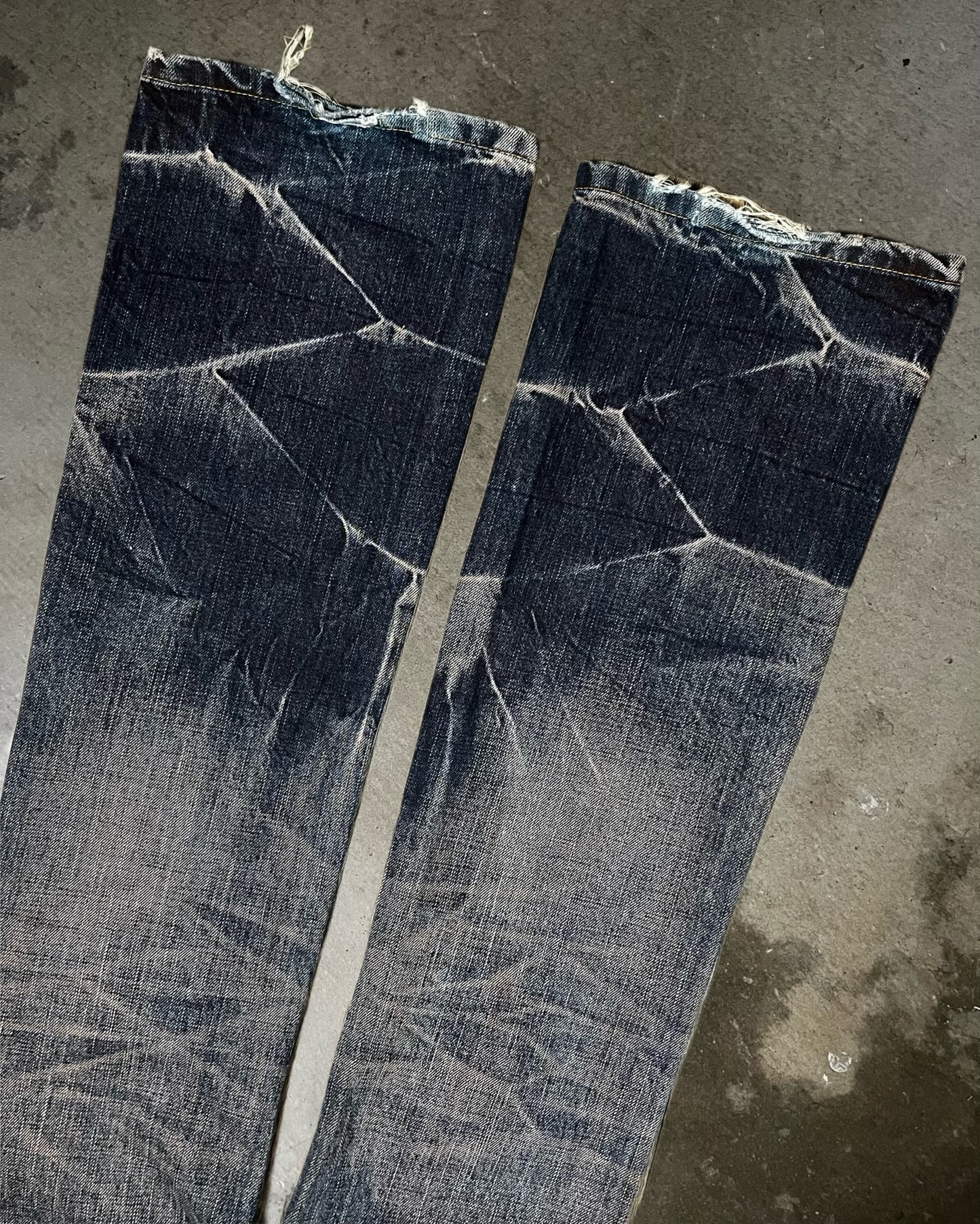 Fuga Distressed Back-Buckle Flared Jeans