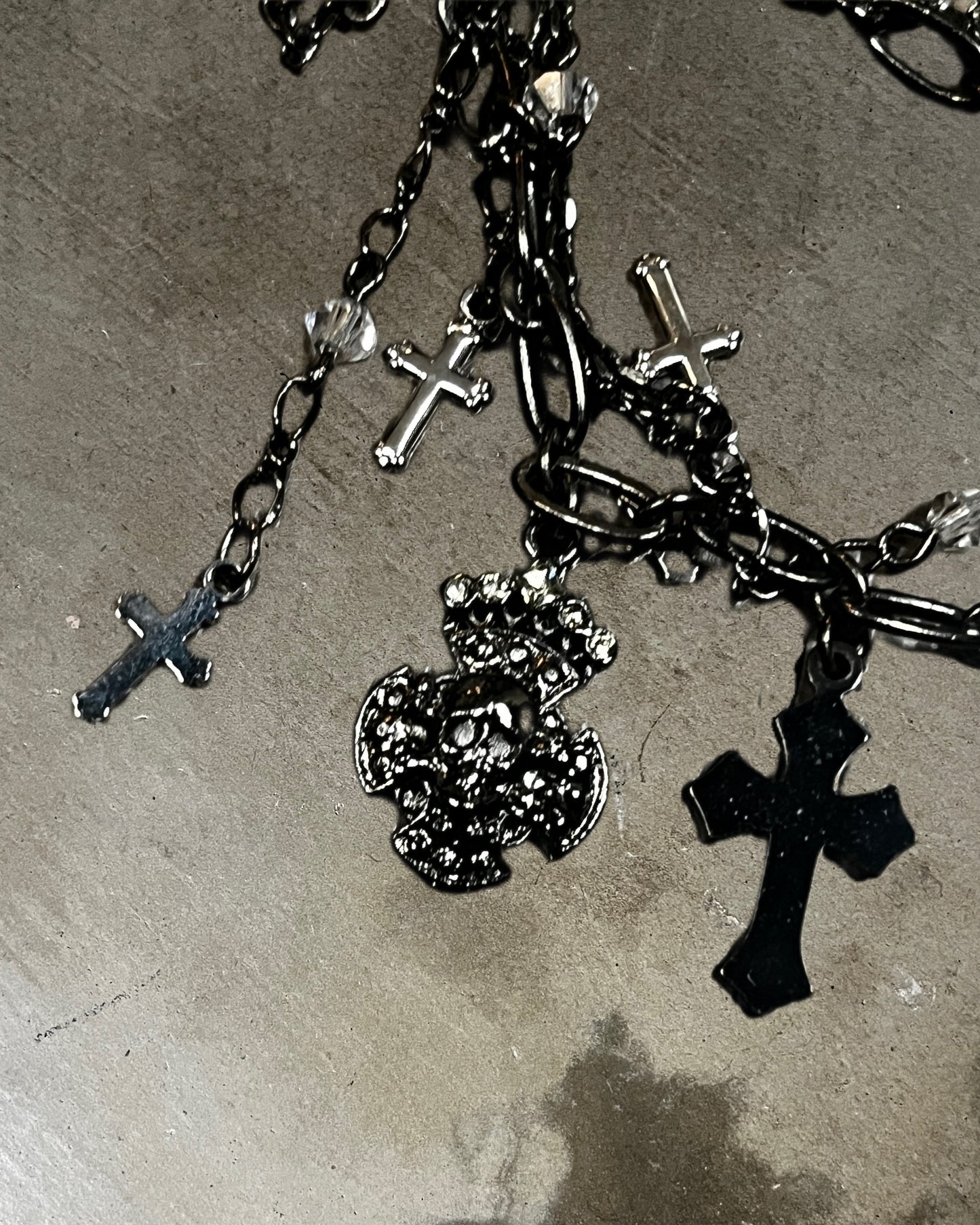 Black Peace Now Multi-Cross Layered Necklace