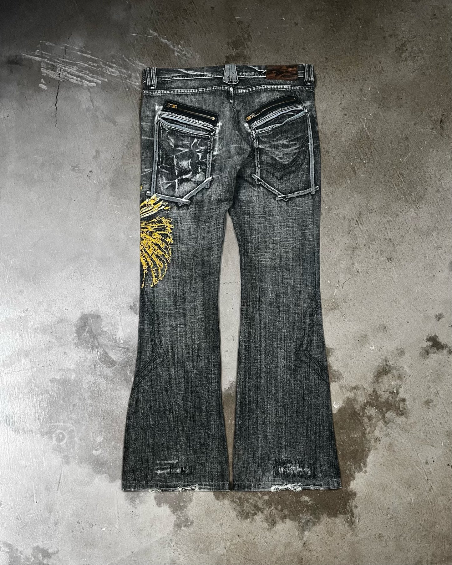 Tornado Mart Embroidered Jeans w/ Swarovski Crystals