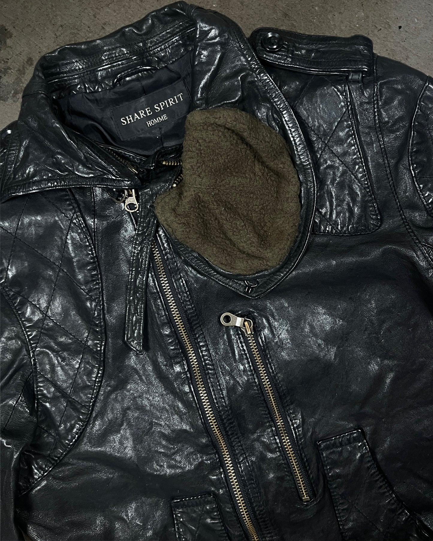Share Spirit Leather Gas Mask Jacket