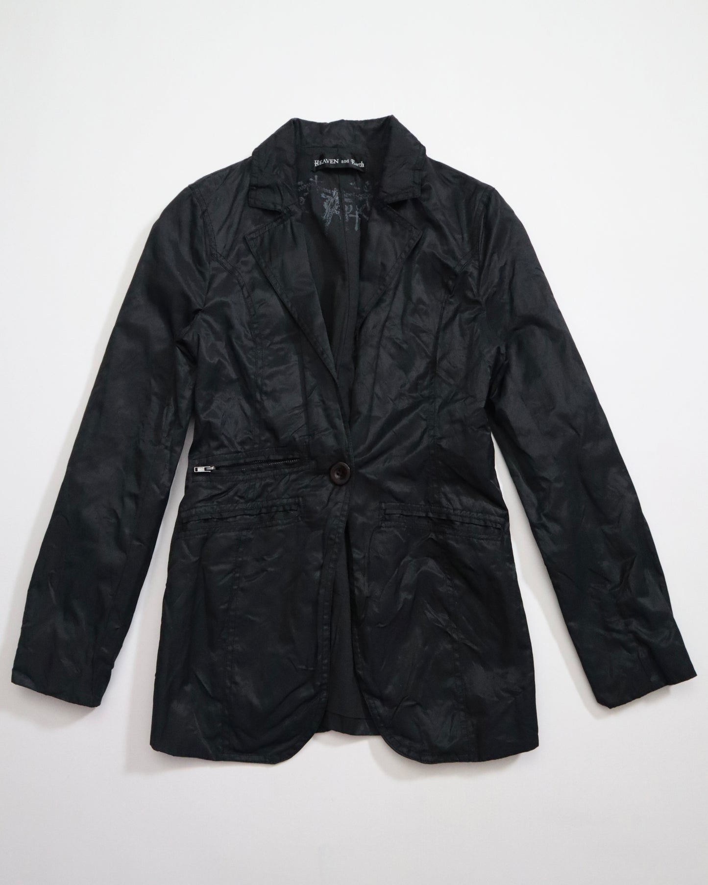 Heaven and Earth Hidden Crosses Crinkled Blazer