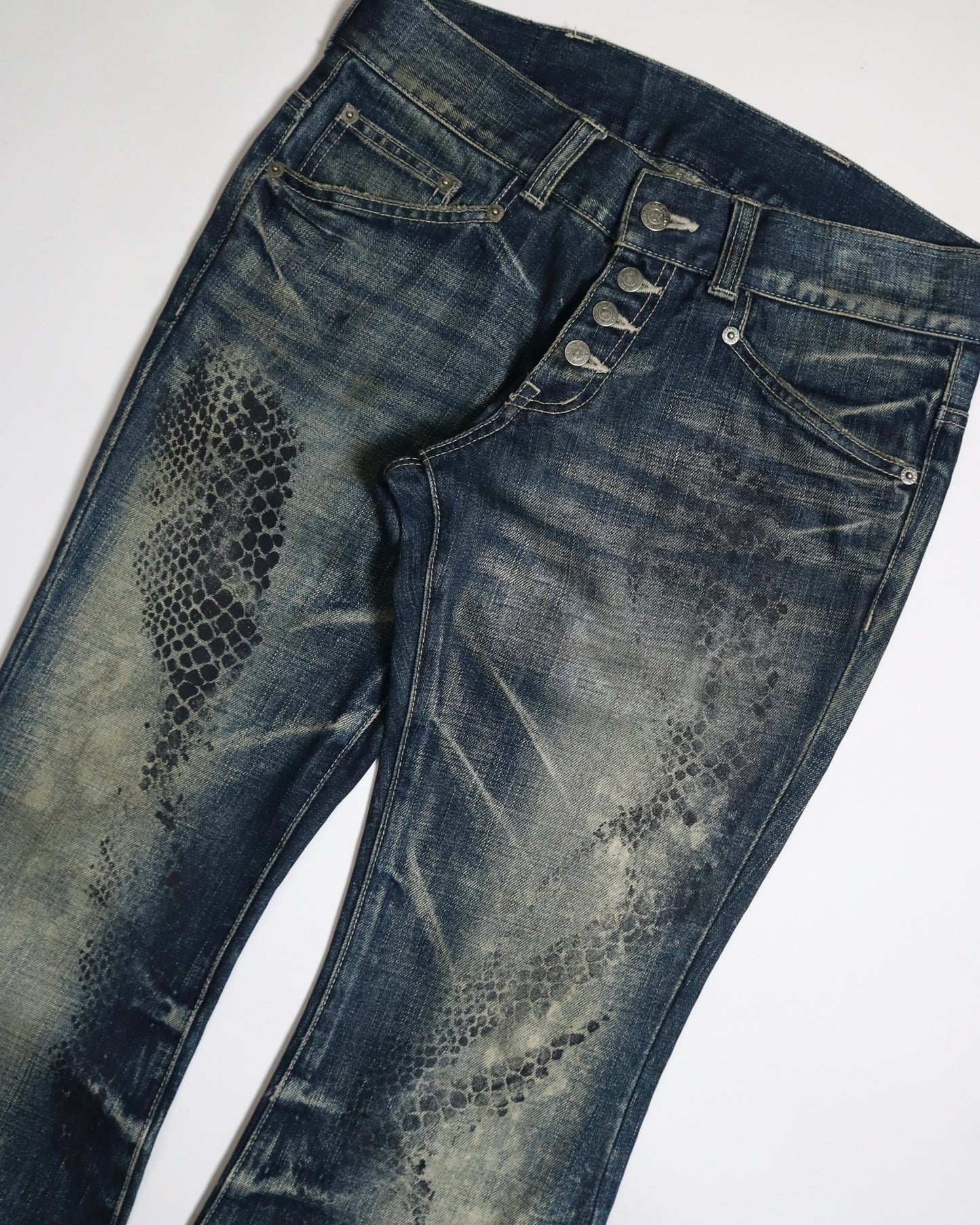Tornado Mart Python Print Flare Jeans
