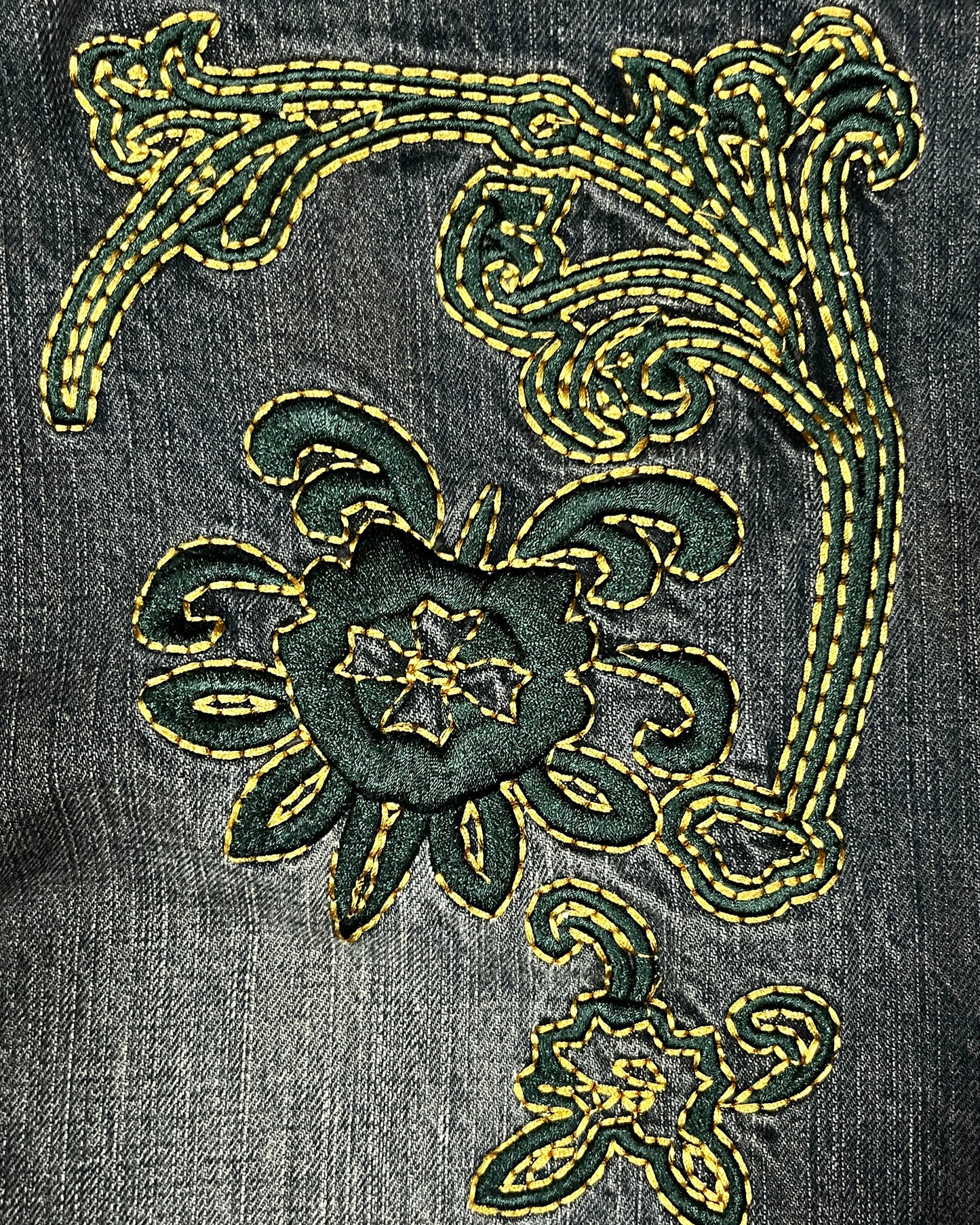 Tornado Mart Embroidered Flared Jeans