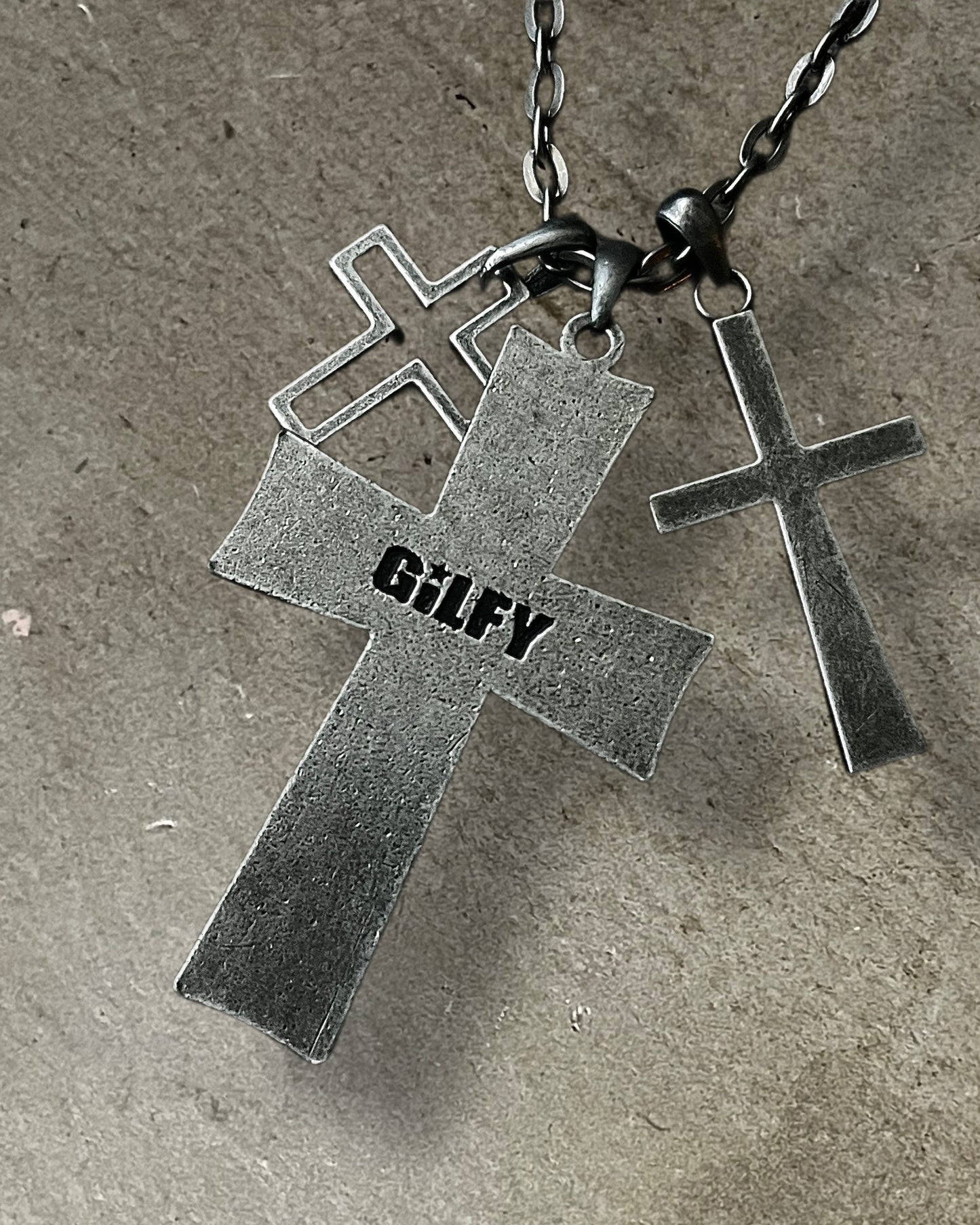 Gilfy Triple Cross Silver Necklace