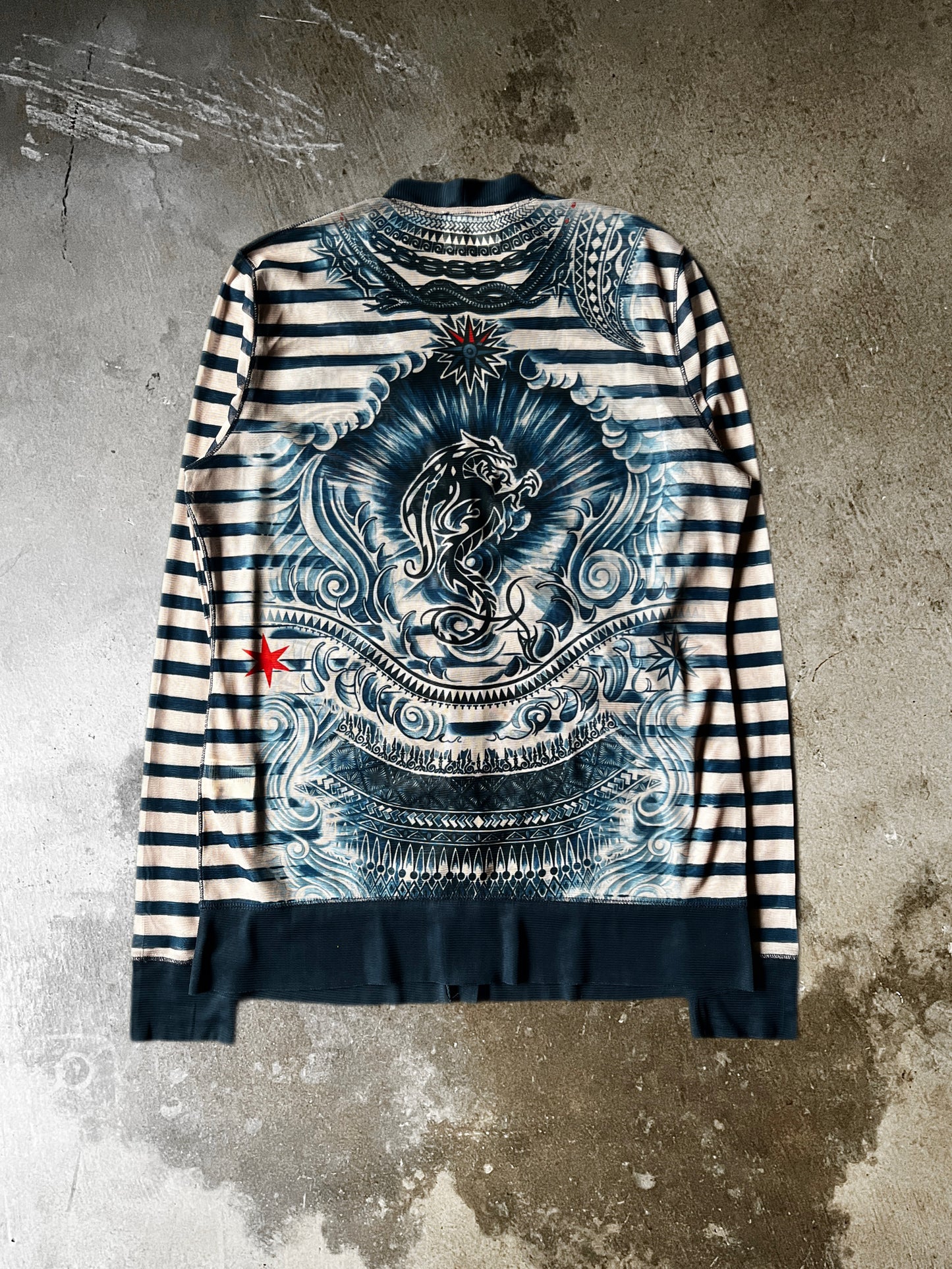 Jean Paul Gaultier Dragon Tattoo Mesh Cardigan