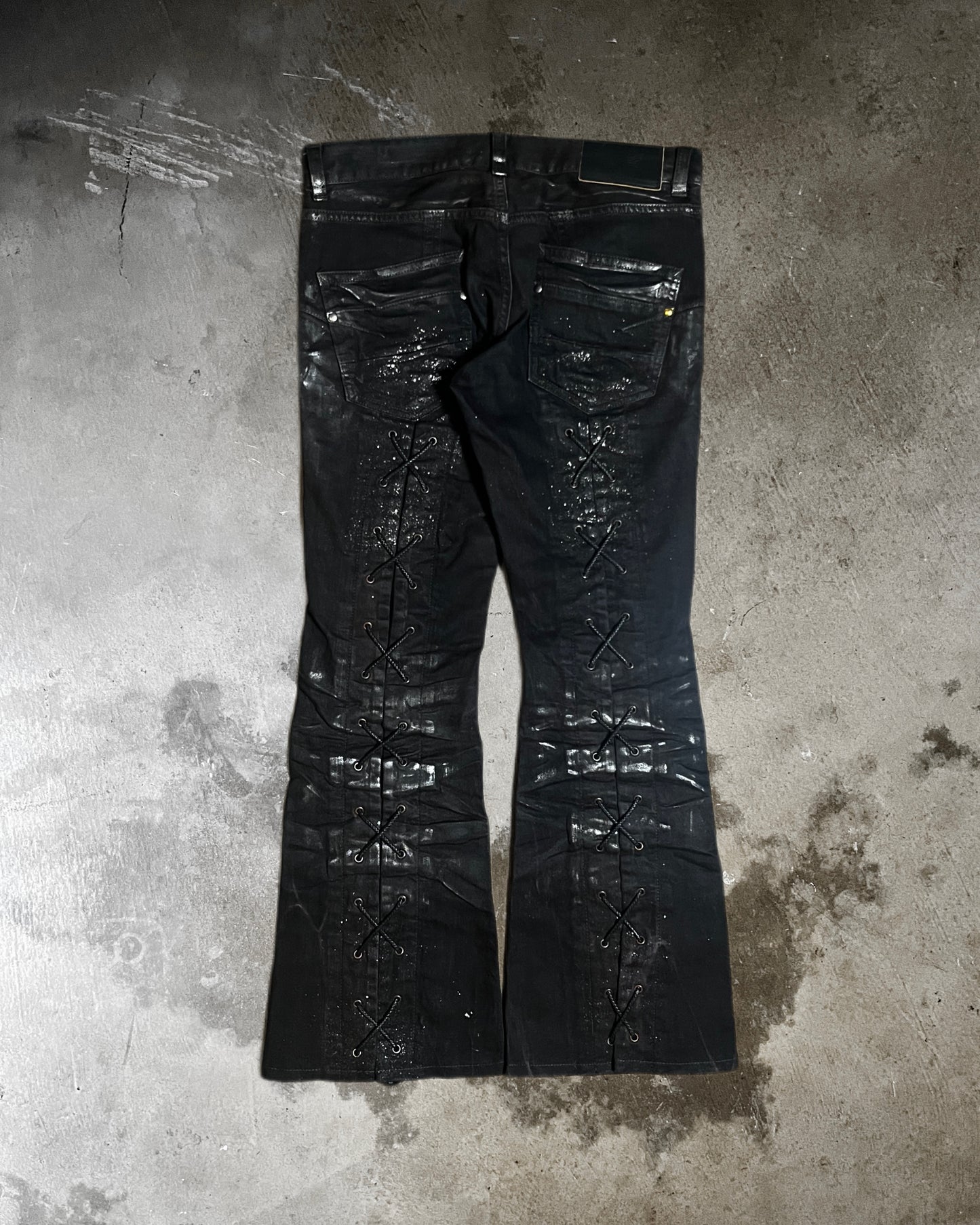 Tornado Mart Back-Lace Flared Denim