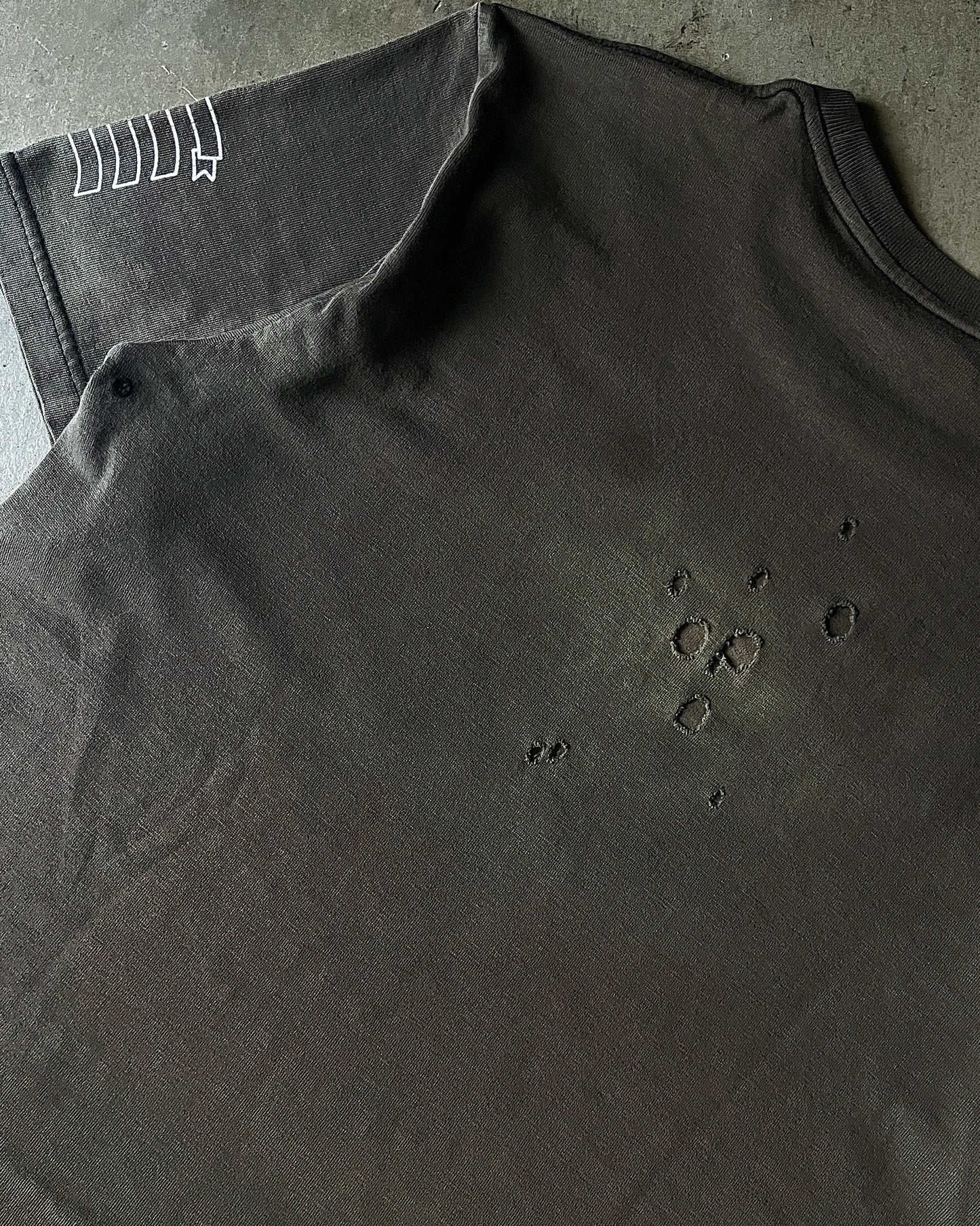 Number(N)ine F/W 2001 "Standards" Faded & Bullet-Hole Distressed Tee