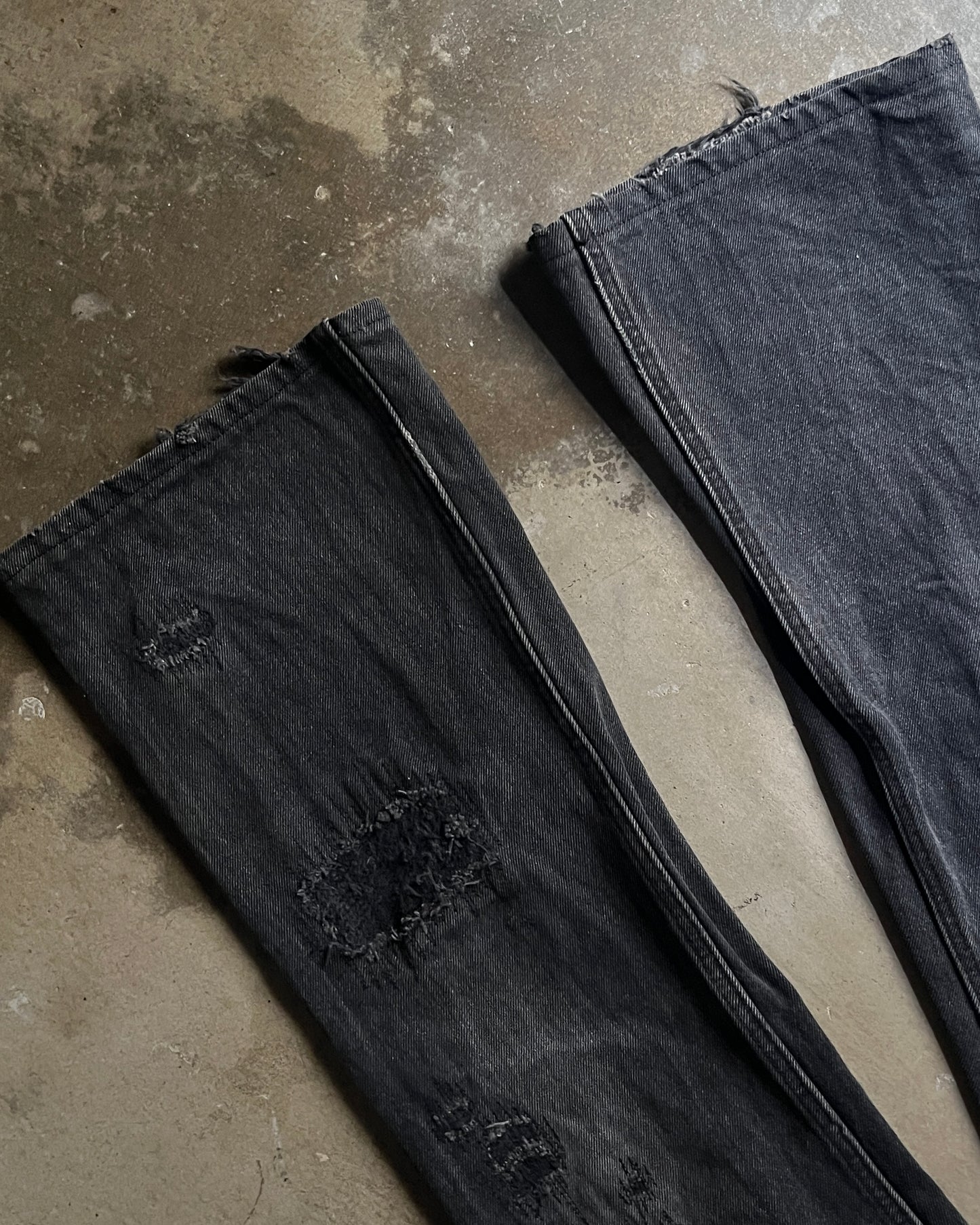 Shellac Faded & Repaired Flared Denim