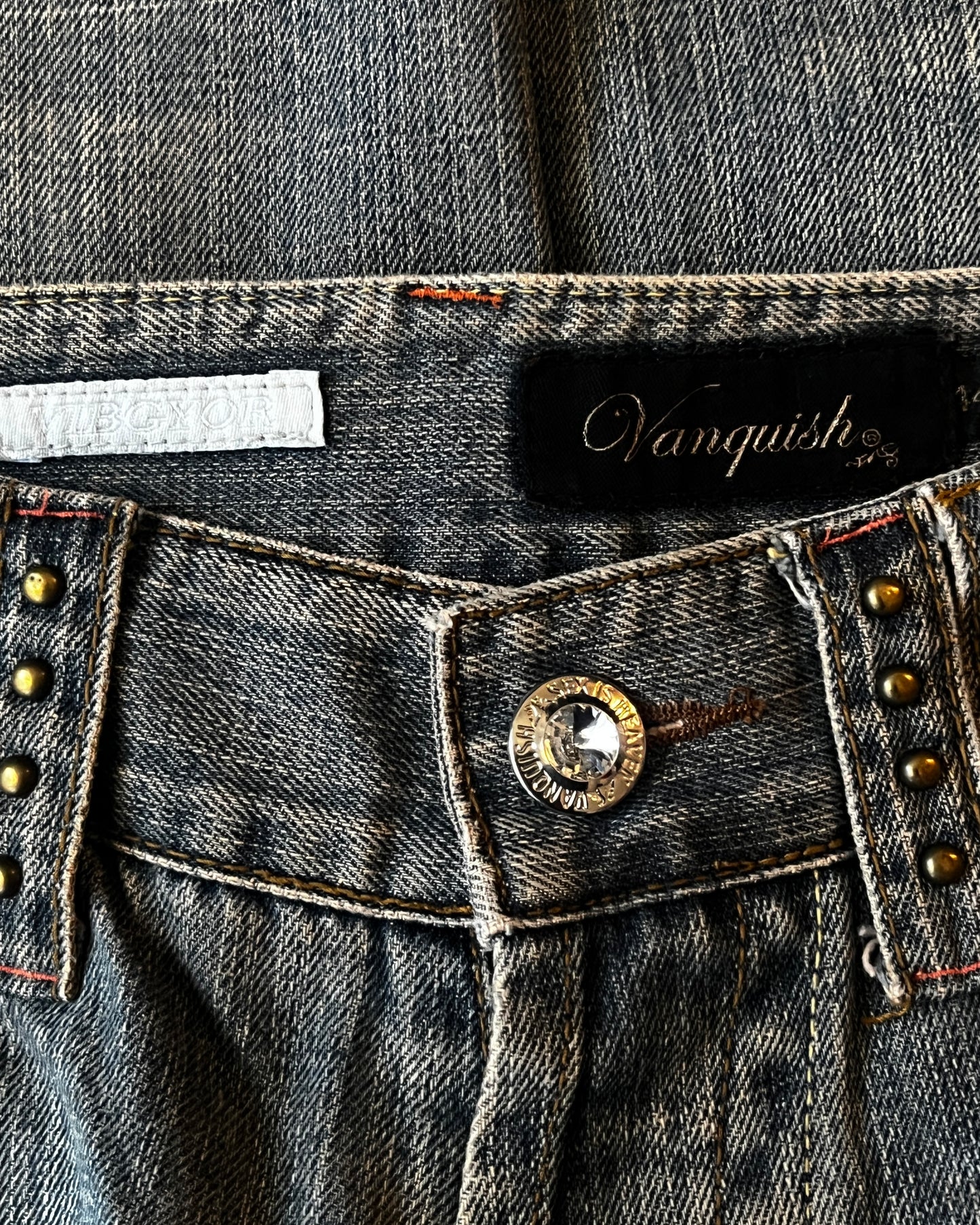 Vanquish Distressed & Studded Flared Jeans