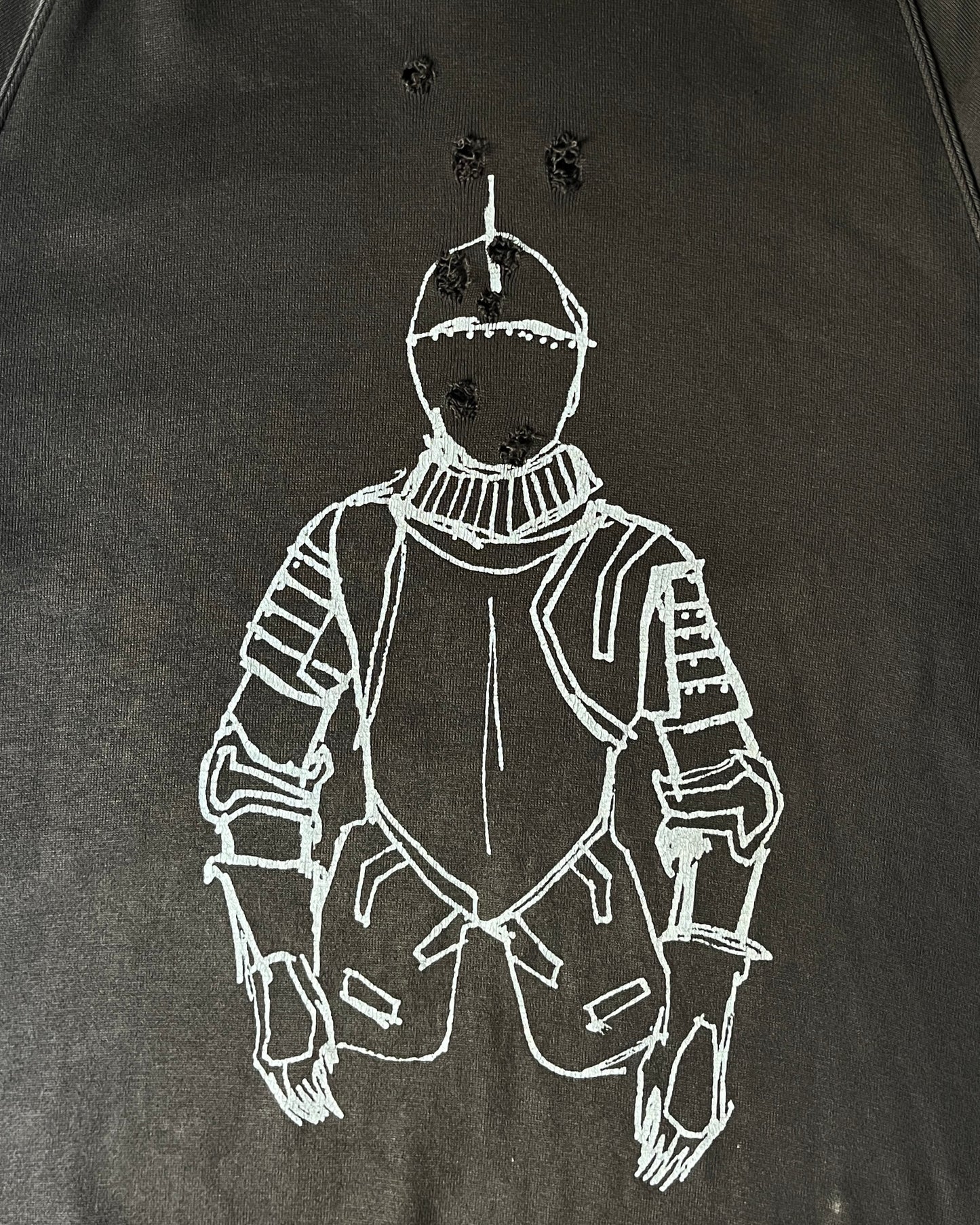 Number (N)ine SS2001 Knight Bullet Hole Distressed Hoodie