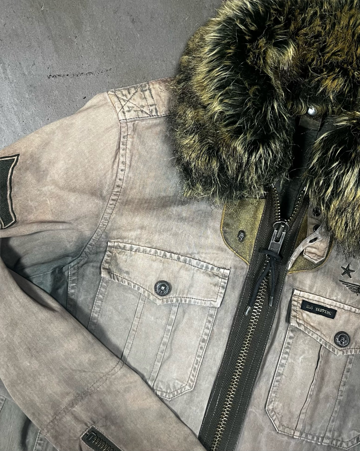 Ego Tripping Military Fur Jacket w/ Removable Fur & Removable Inner Liner