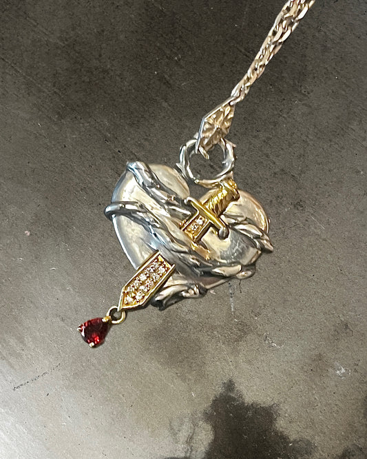 Tornado Mart Sacred Heart Silver Necklace