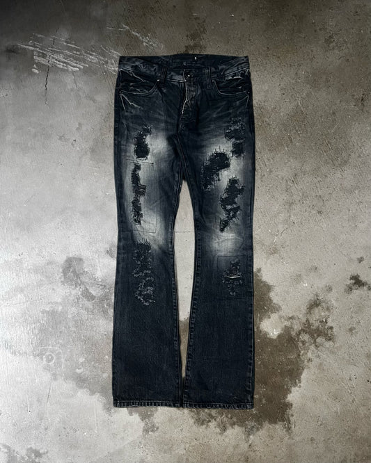 Fuga Distressed & Repaired Flared Denim