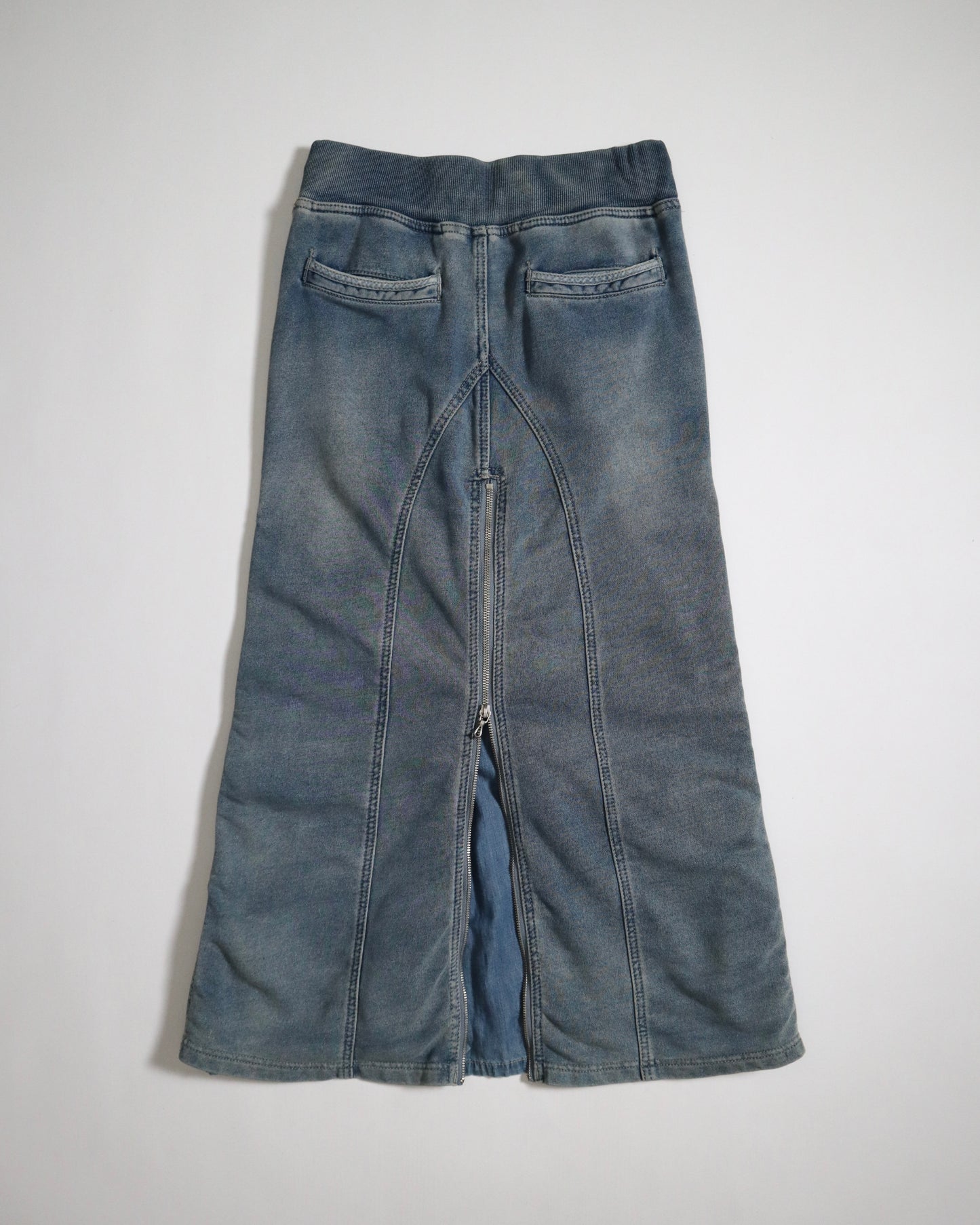 GOA Multi-Zip Denim Maxi Skirt