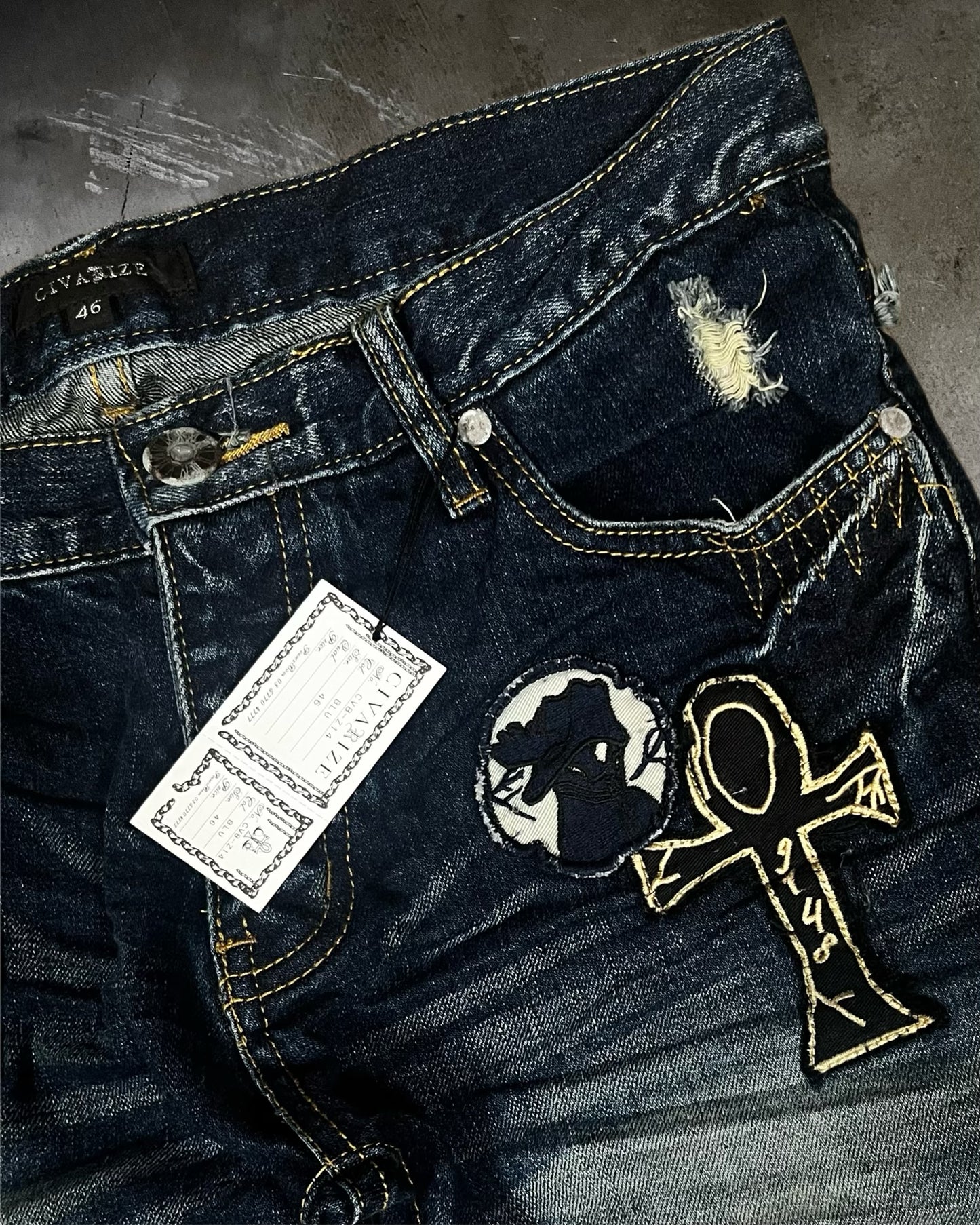 Civarize Slim-Flared Cross Patch Denim