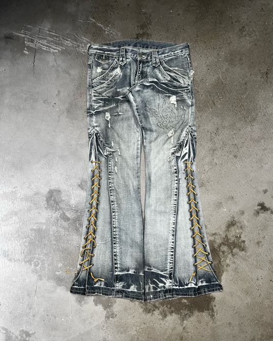 Tornado Mart Lace-Up Flared Jeans