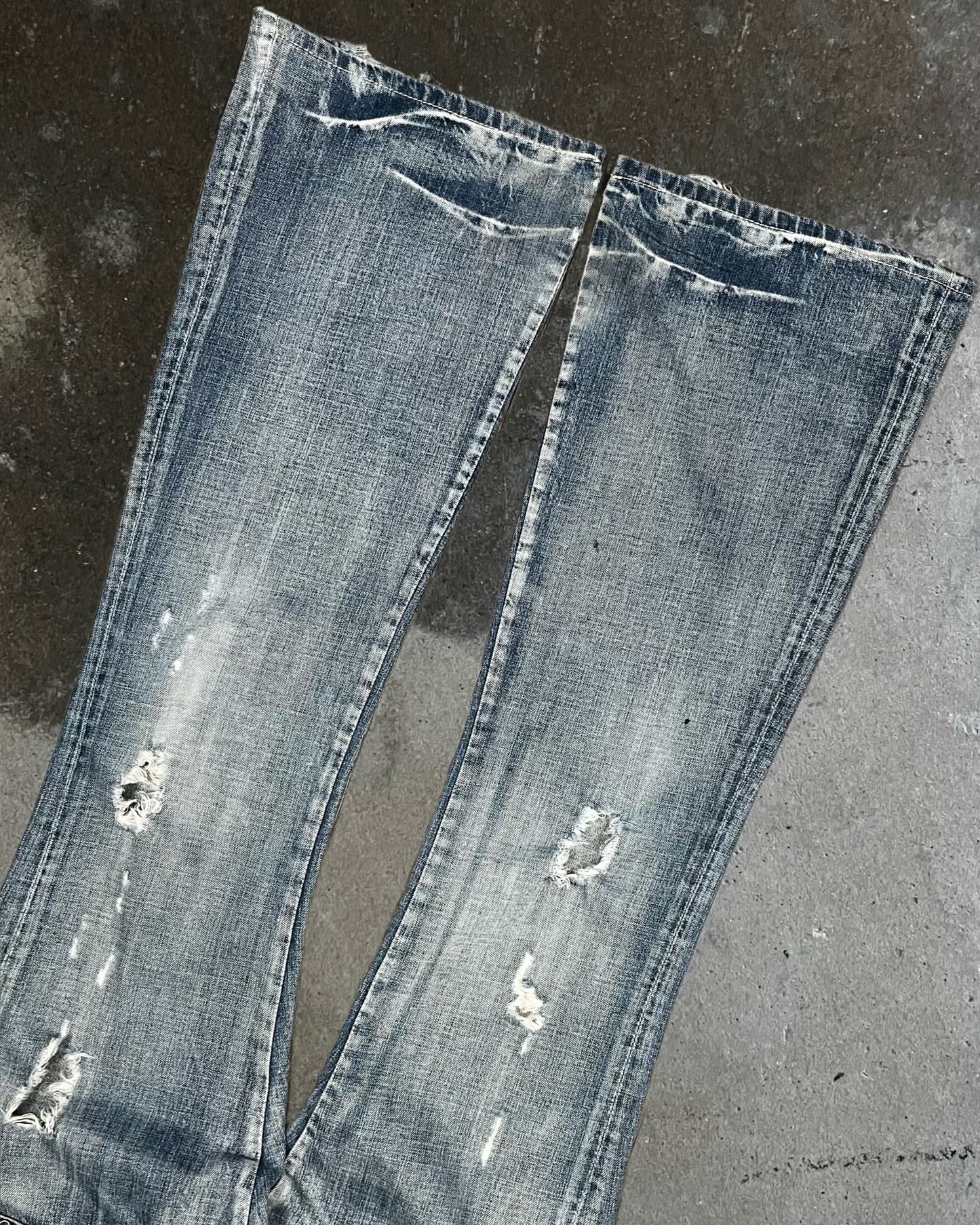 Tornado Mart Studded & Distressed Flared Jeans