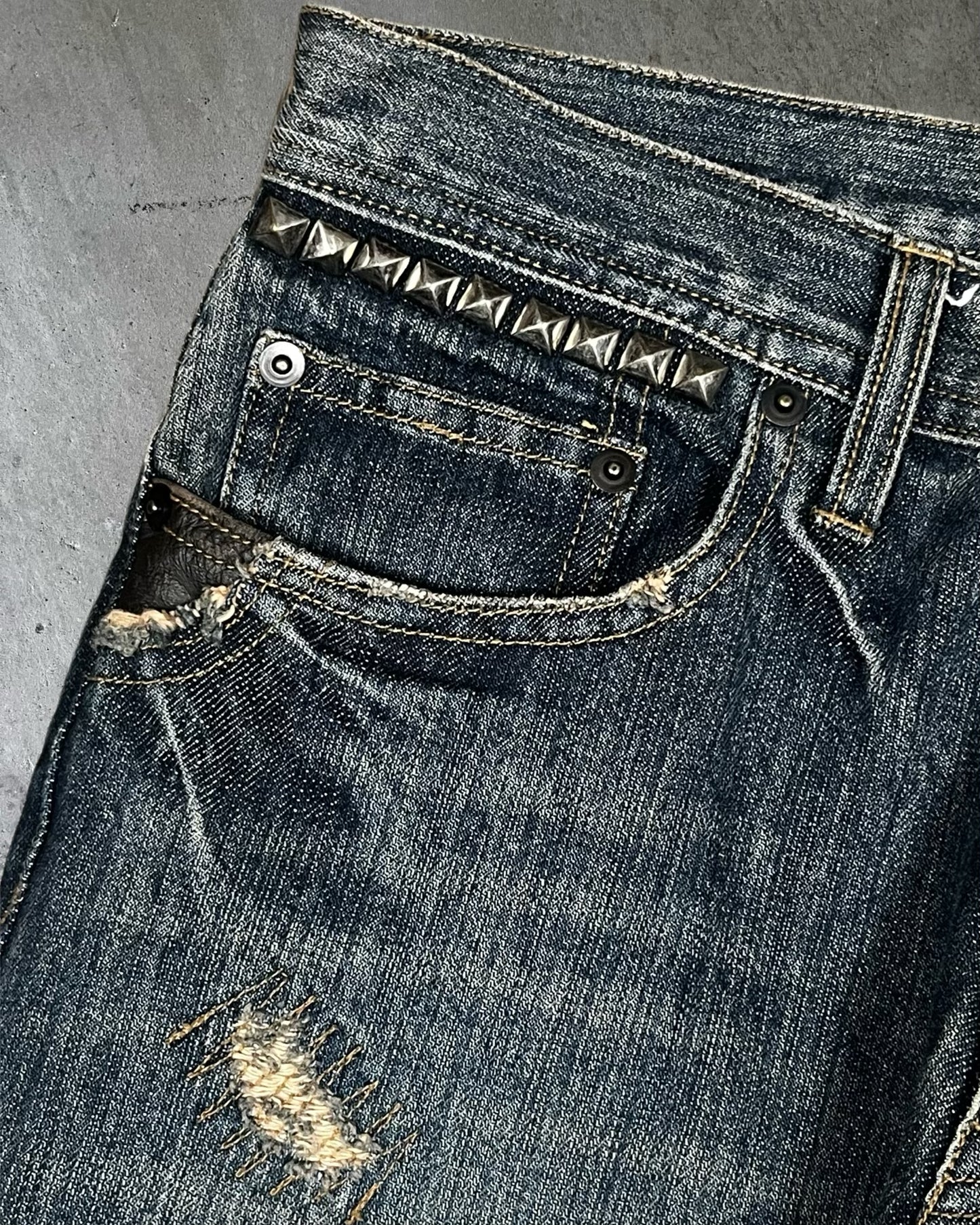 Edge Rupert Bootcut Studded & Distressed Jeans