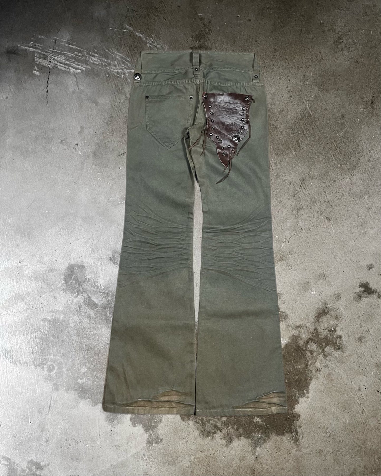 Cook Leather Attachment Flare Jeans