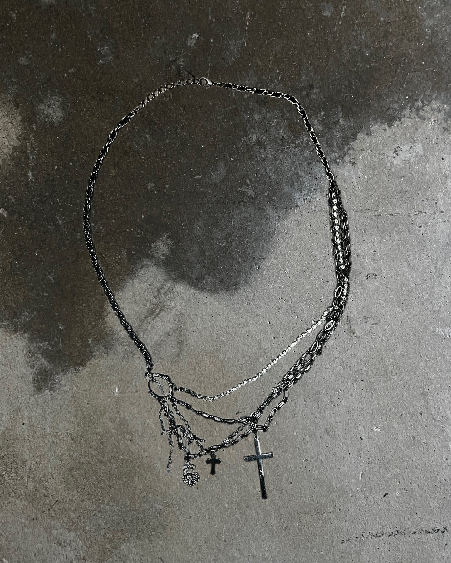 Black Peace Now Multi-Cross Layered Necklace