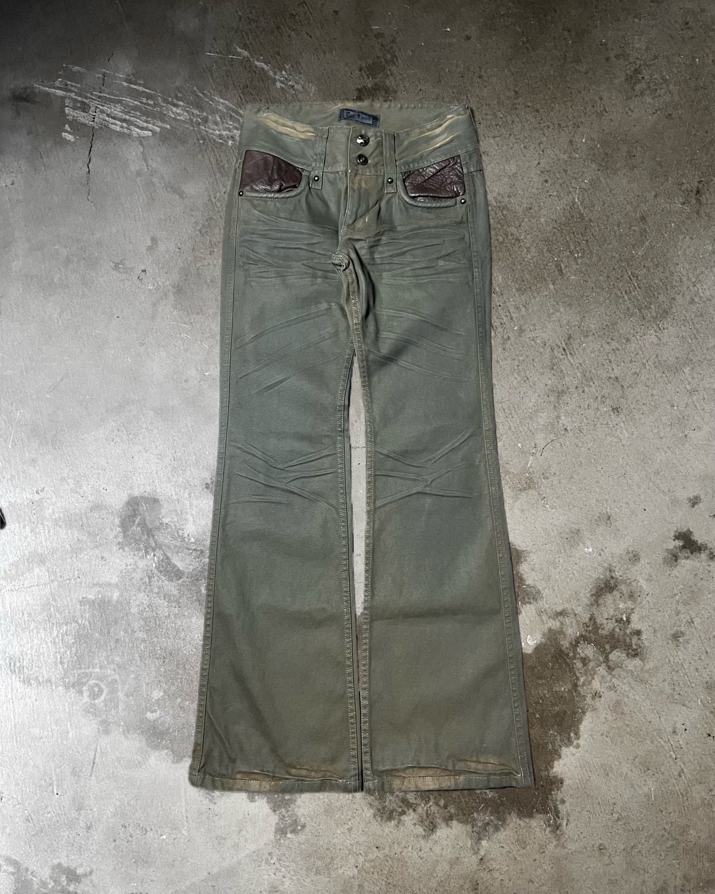 Cook Leather Attachment Flare Jeans