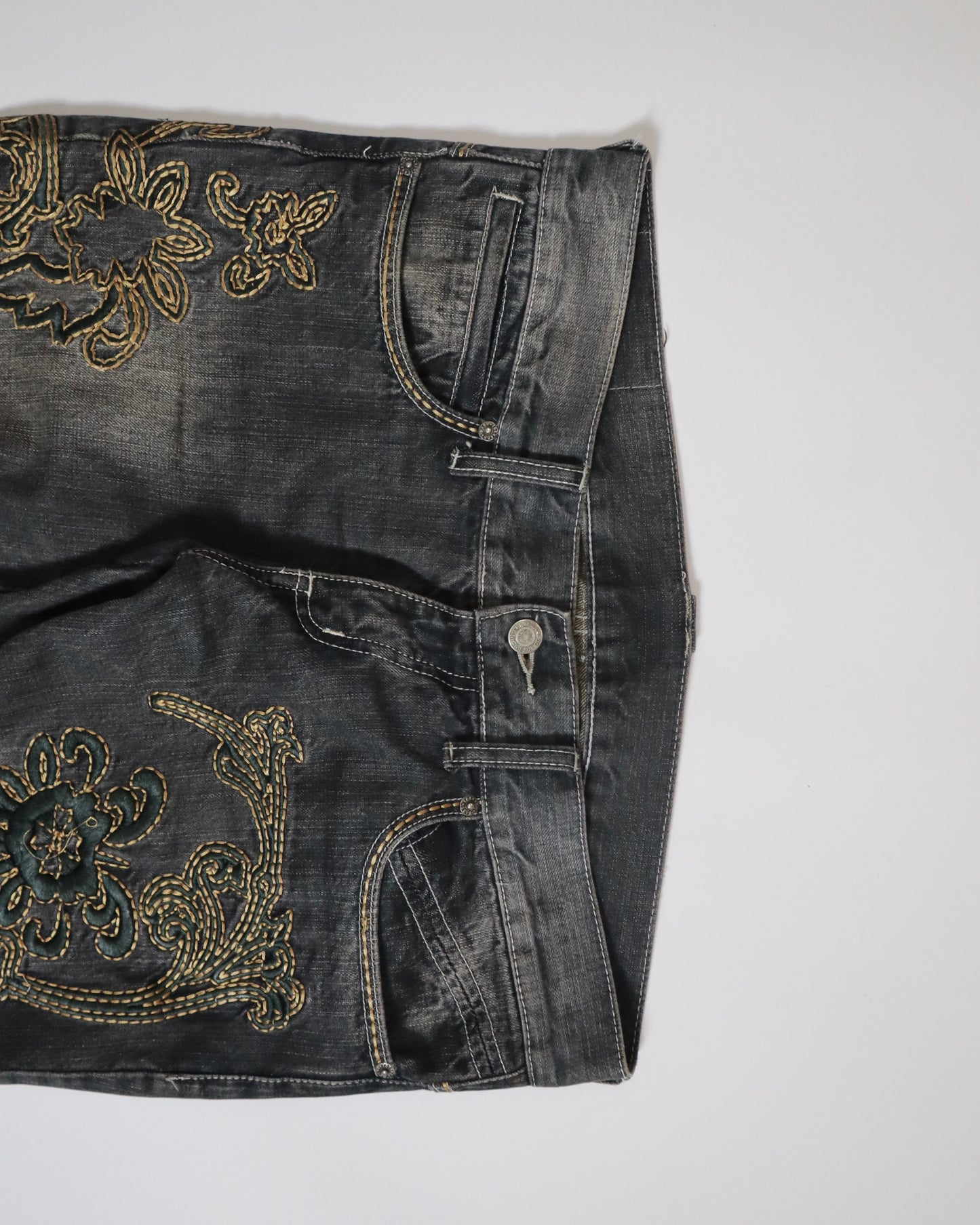 Tornado Mart Embroidered Flared Jeans