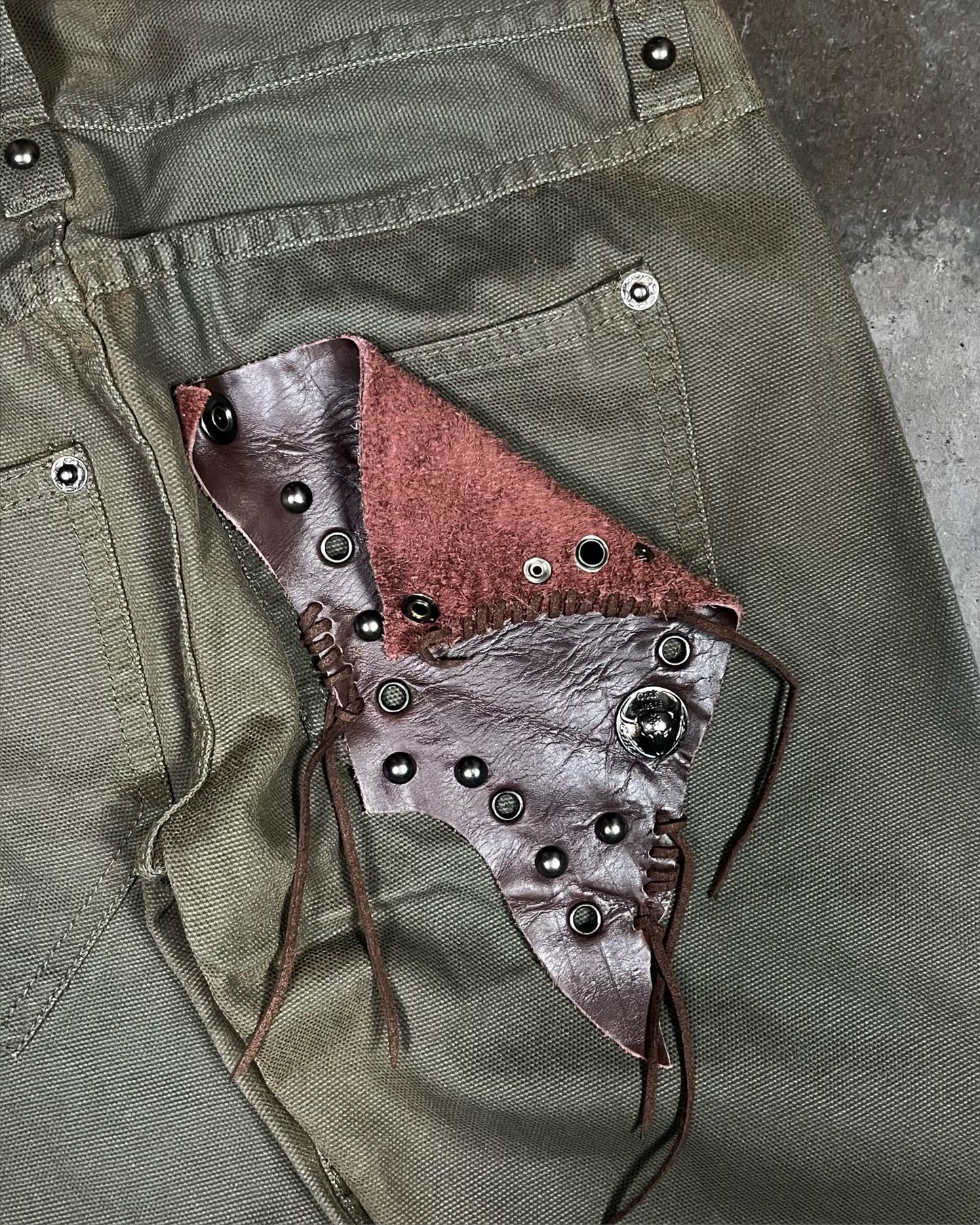 Cook Leather Attachment Flare Jeans