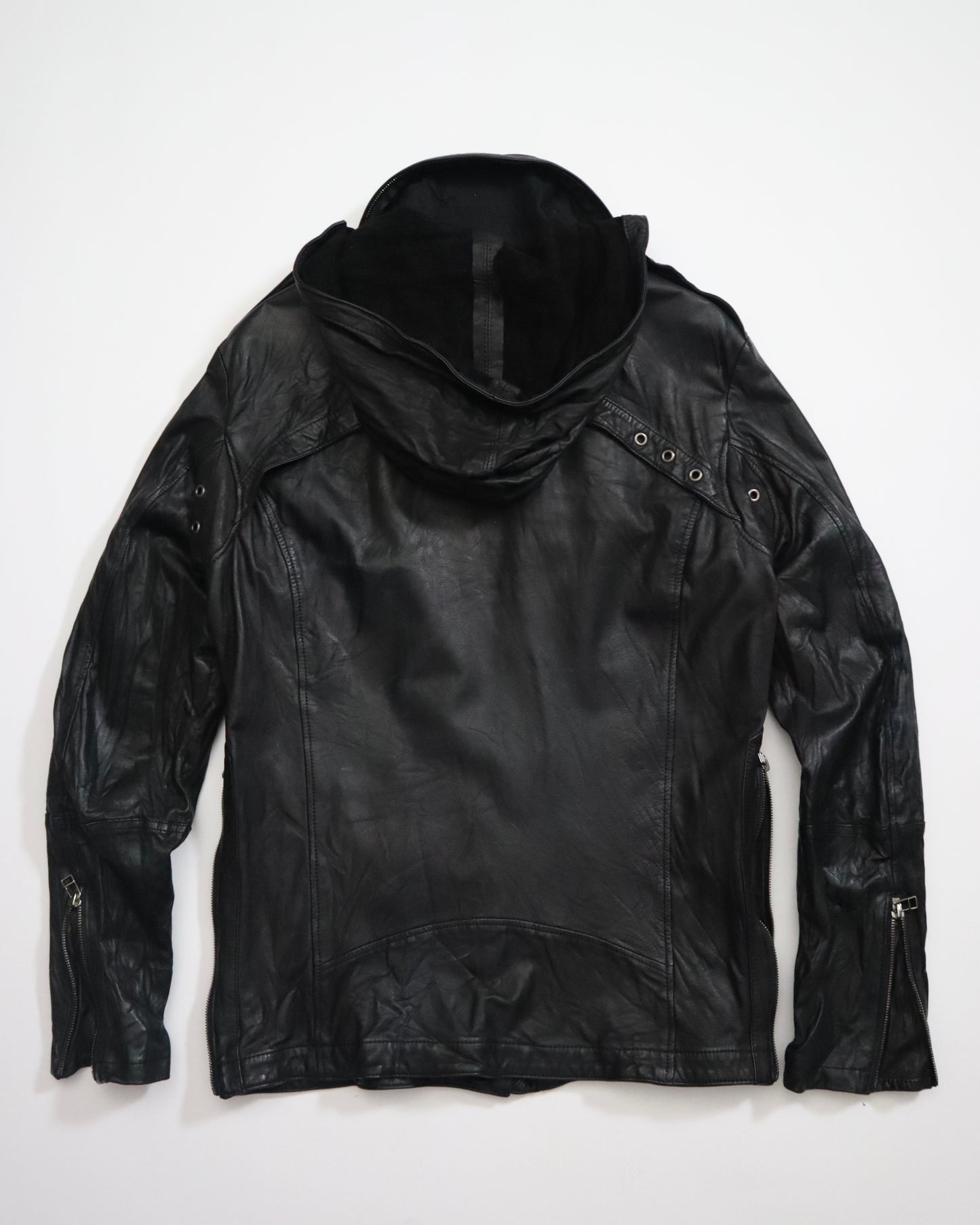 Kyoji Maruyama Smooth Leather Jacket w/ Hidden Hood