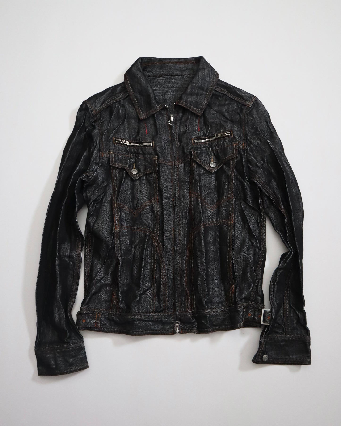 Semantic Design Pleated Denim Jacket