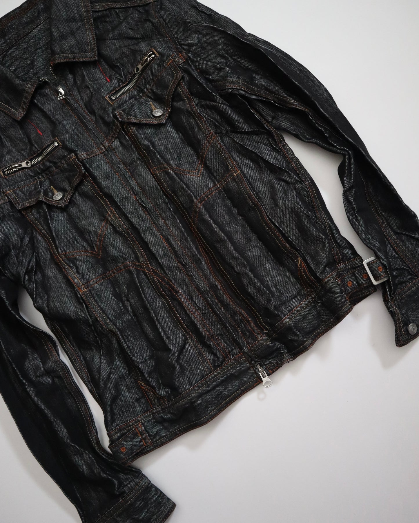 Semantic Design Pleated Denim Jacket