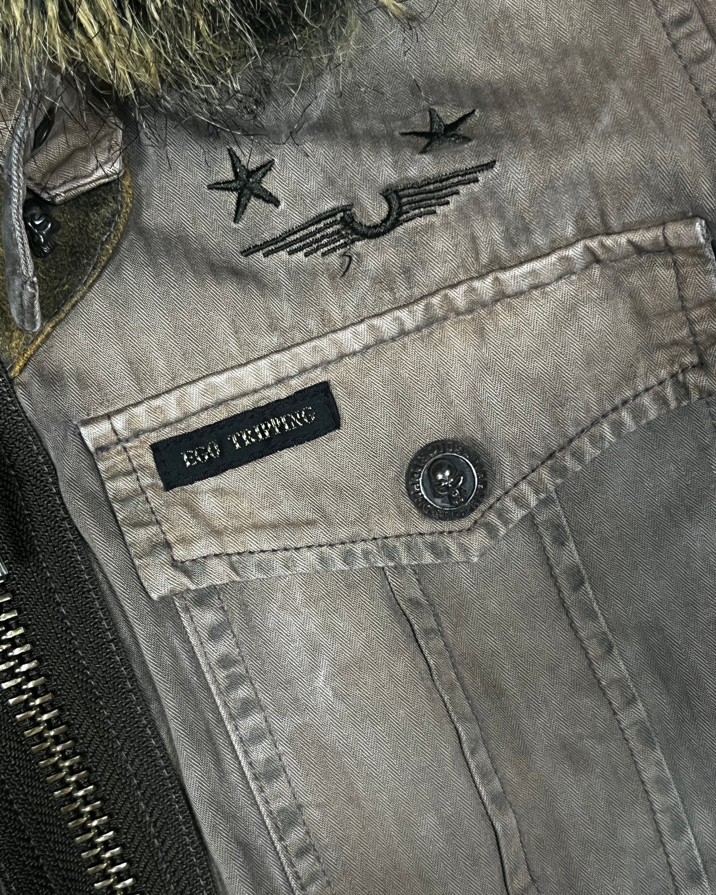 Ego Tripping Military Fur Jacket w/ Removable Fur & Removable Inner Liner