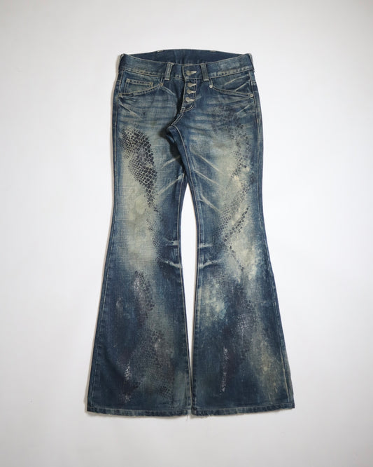 Tornado Mart Python Print Flare Jeans