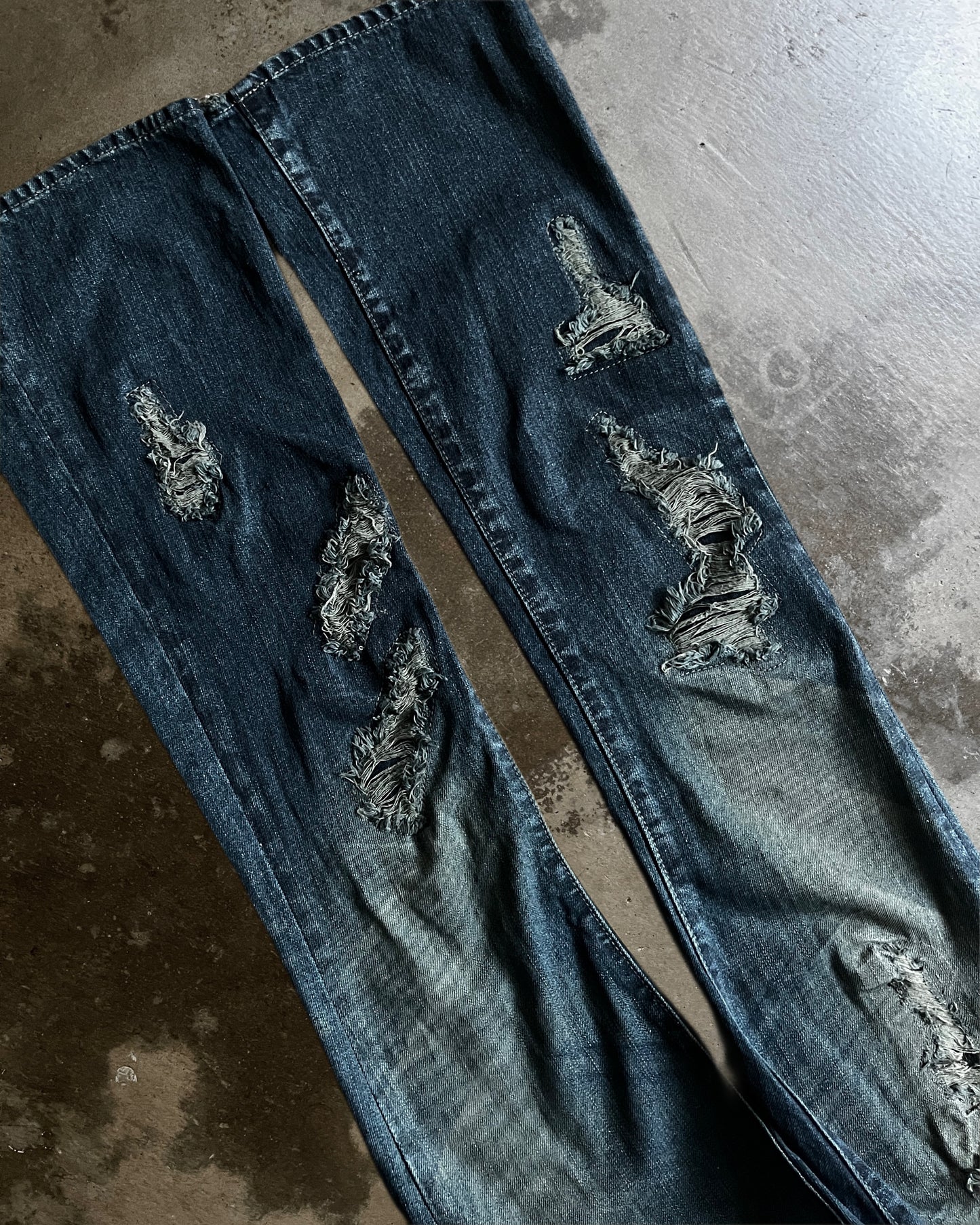 Civarize Distressed & Repaired Flared Denim