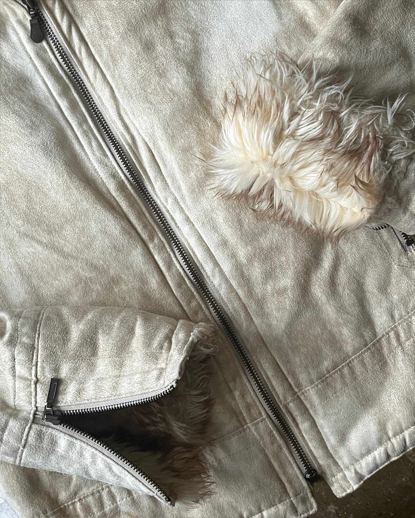 Tornado Mart Suede Jacket with Removable Fur Neck