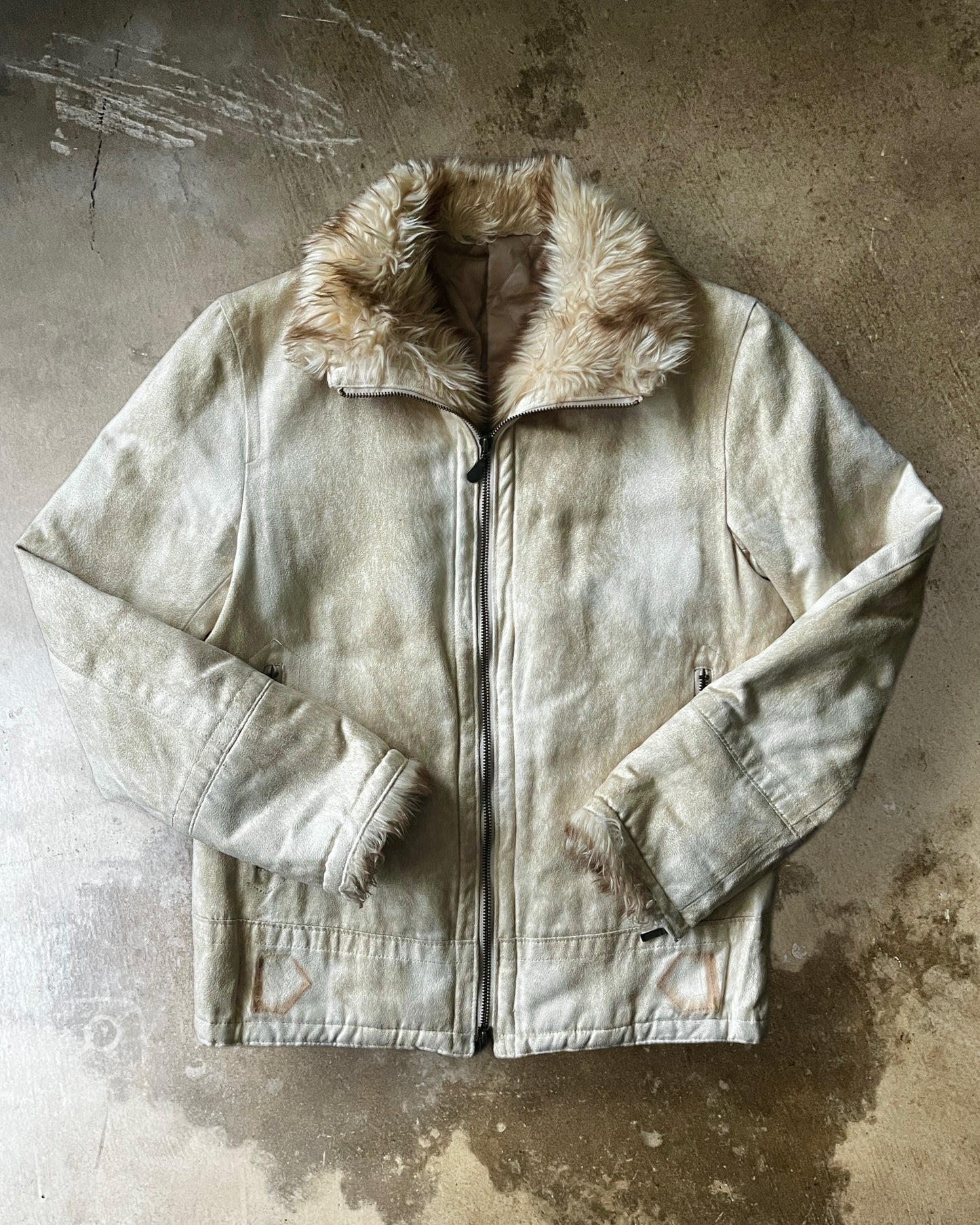Tornado Mart Suede Jacket with Removable Fur Neck