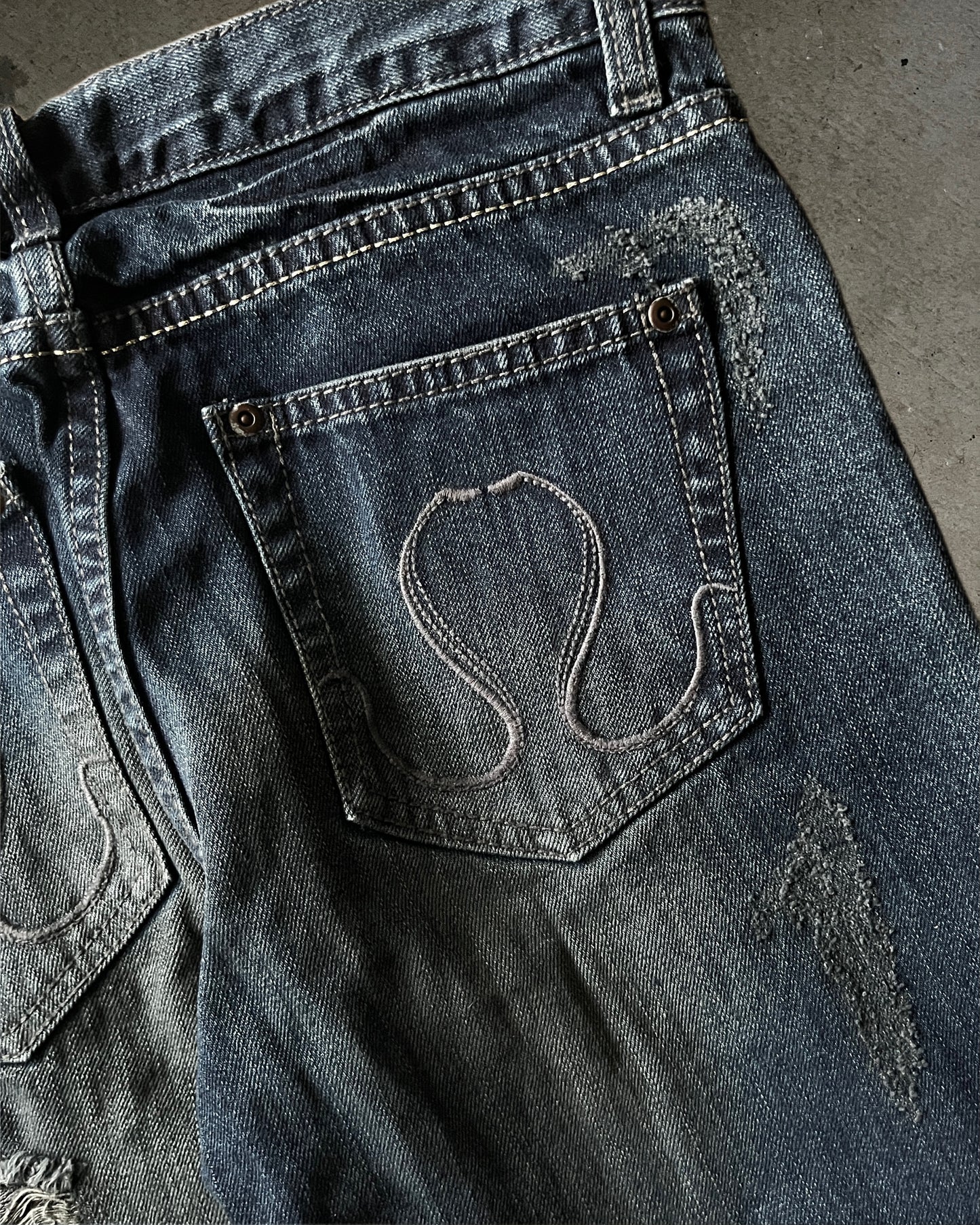 Civarize Distressed & Repaired Flared Denim