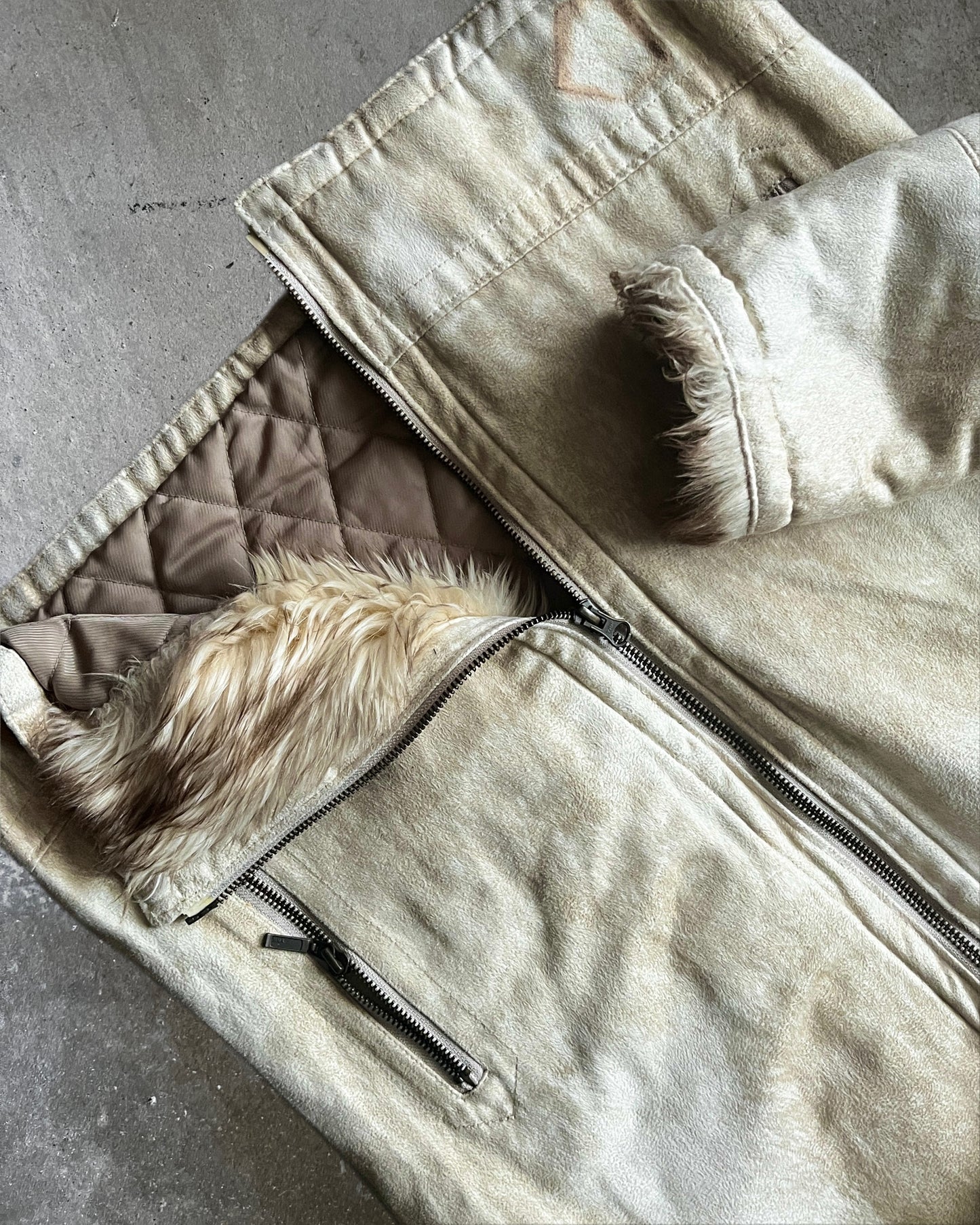 Tornado Mart Suede Jacket with Removable Fur Neck