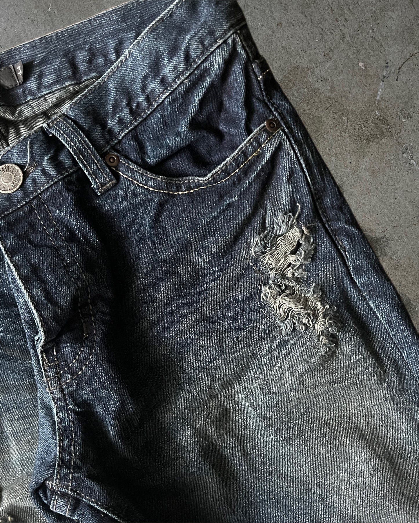 Civarize Distressed & Repaired Flared Denim