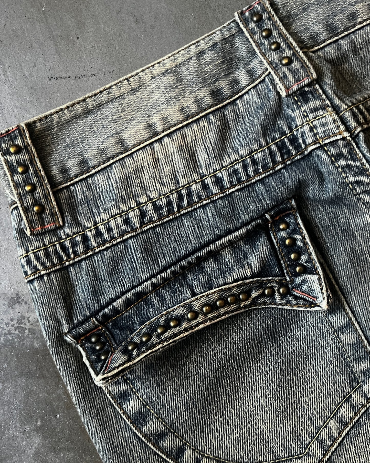 Vanquish Distressed & Studded Flared Jeans