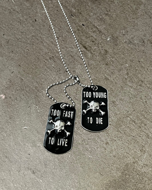 Vivienne Westwood "Too Fast To Live Too Young To Die" Dog Tag Necklace