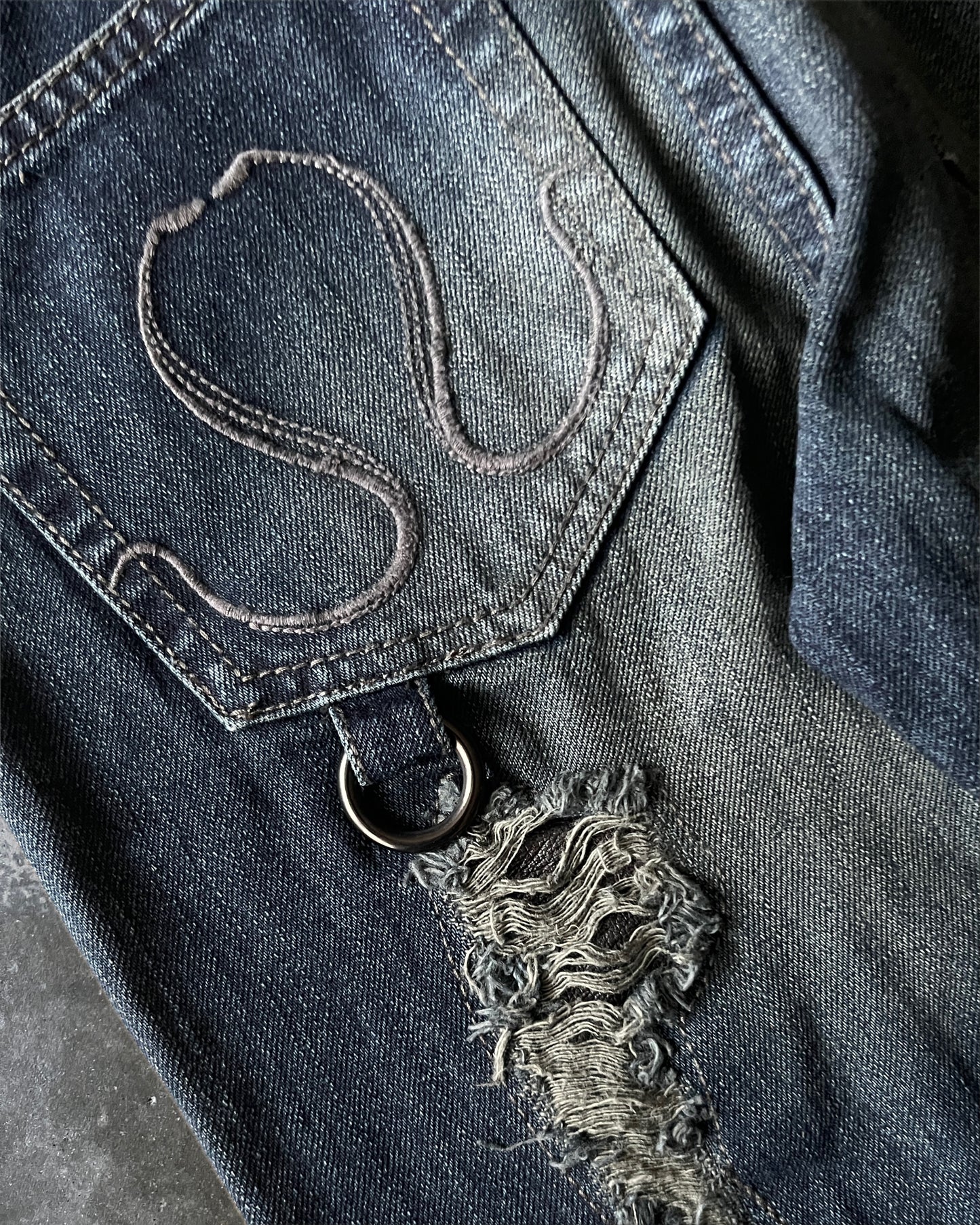 Civarize Distressed & Repaired Flared Denim