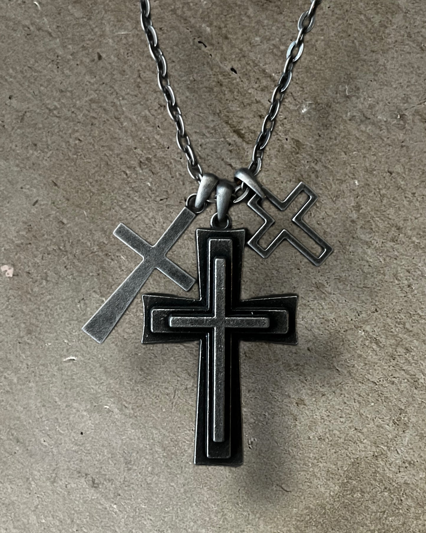 Gilfy Triple Cross Silver Necklace